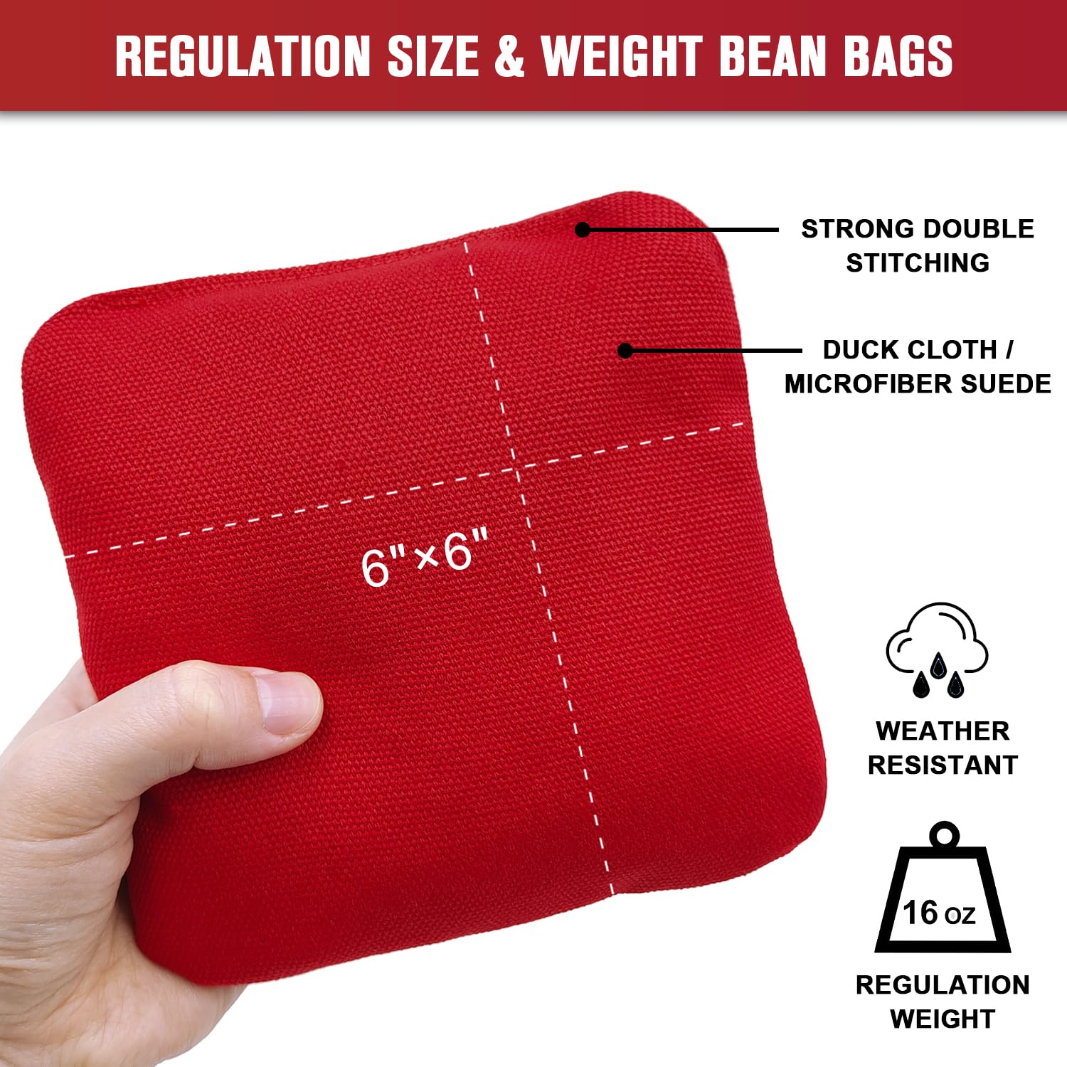 Premium Cornhole Bags Set of 8 - Dual Sided Regulation Cornhole Bean Bags with Slick & Stick Surfaces for Professional Cornhole Tournaments - Perfect for Backyard Games, Tailgating Parties & Outdoor Family Fun