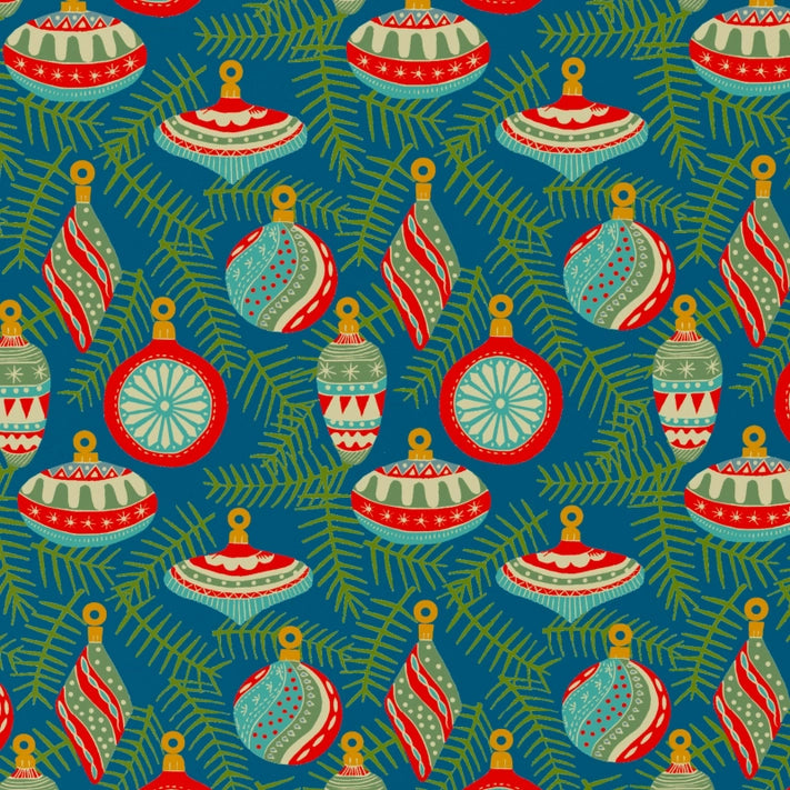 Christmas Baubles Teal Wrapping Paper - Premium Holiday Gift Wrap for Presents, Tree Decorations & Festive Party Supplies