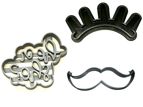 Staches or Lashes Gender Reveal Baby Shower Cookie Cutters - Set of 3 Made in USA (PR1300) for Baking, Party Decorations & Gender Reveal Celebrations