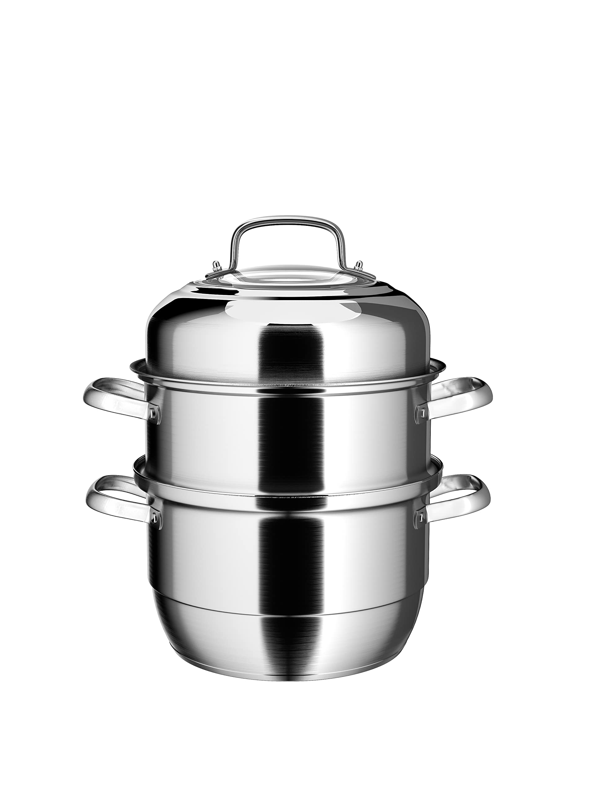 VENTION 3-Tier Stainless Steel Steamer Pot with Capsule Bottom - 11.9 Inch Tamale Steamer Cookware for Induction Stoves | Perfect for Cooking Tamales, Dumplings, Vegetables & Seafood