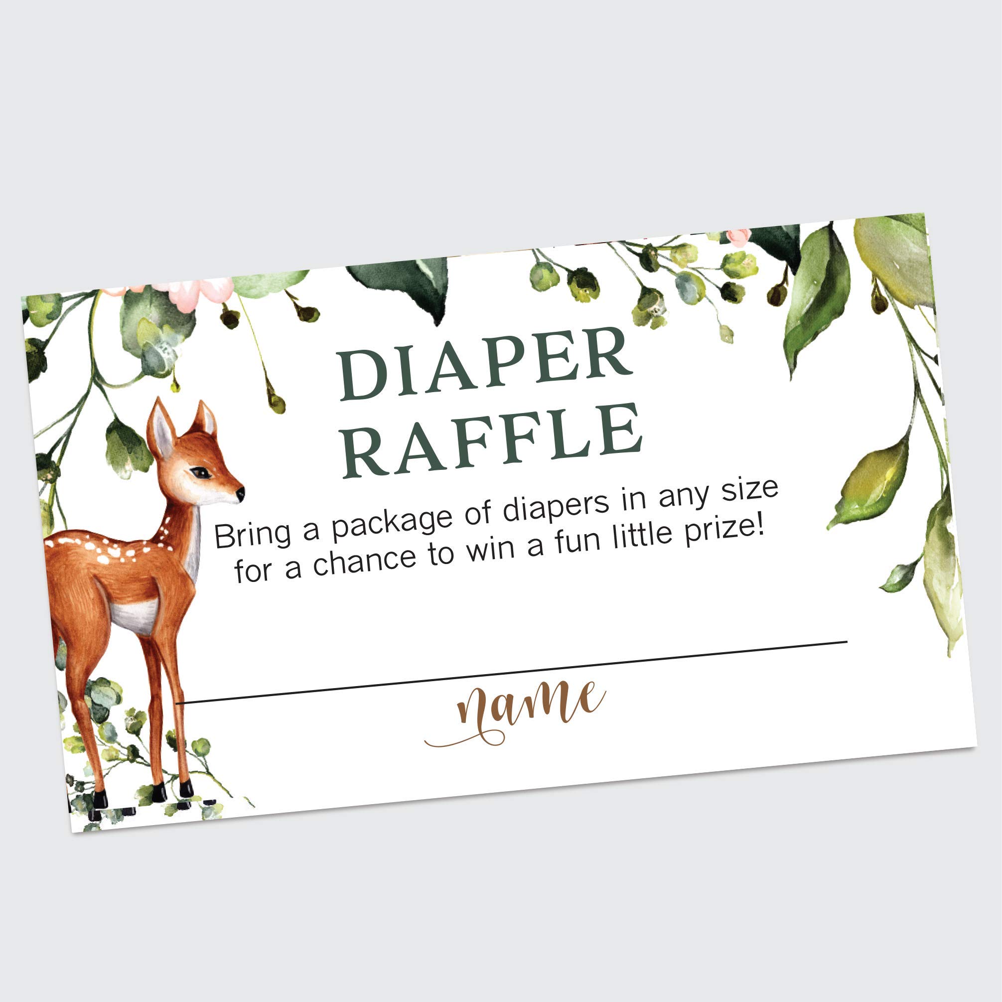 50-Pack Oh Deer! Woodland Baby Shower Diaper Raffle Cards Set - Cute Diaper Raffle Tickets for Gender Reveal & Baby Shower Games - Perfect for Forest Theme Nursery Decor & Baby Registry Events