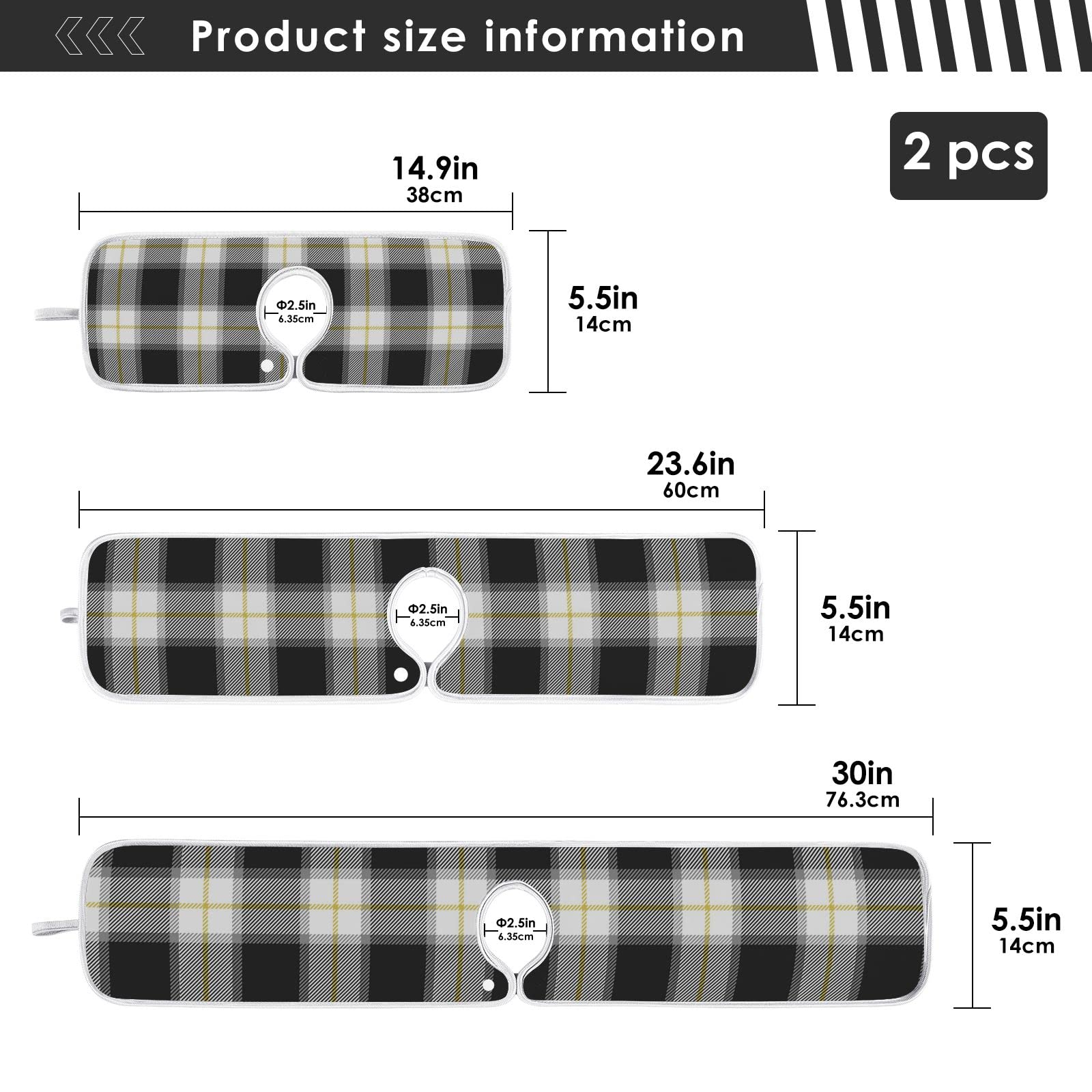 2-Pack Buffalo Check Plaid Kitchen Faucet Absorbent Mat - Reusable Microfiber Sink Splash Guard & Drip Catcher (30x5 Inch) - Countertop Protector for Water Drying Behind Faucet | Perfect for Farmhouse, RV & Apartment Kitchens