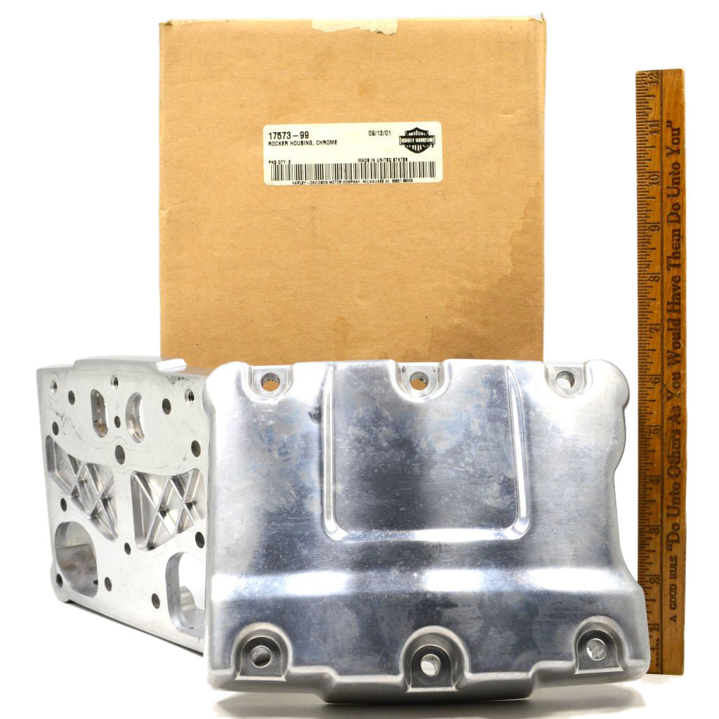 Harley Davidson Twin Cam Rocker Box Covers #17571-99 & 17543-99 - Motorcycle Engine Parts for Custom Bike Builds & Performance Upgrades
