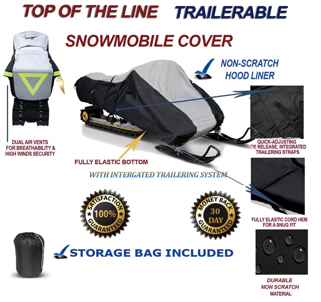SBU 600 Denier Heavy-Duty Snowmobile Cover for 2001-2002 Arctic Cat Mountain Cat 600 EFI LE - Waterproof Trailerable Protection for Snowmachine Sleds - Ideal for Winter Storage & Transport