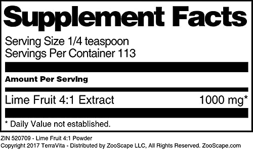 Premium Lime Fruit 4:1 Extract Powder (4 oz) - Natural Citrus Supplement for Smoothies, Baking & Detox - ZIN: 520709