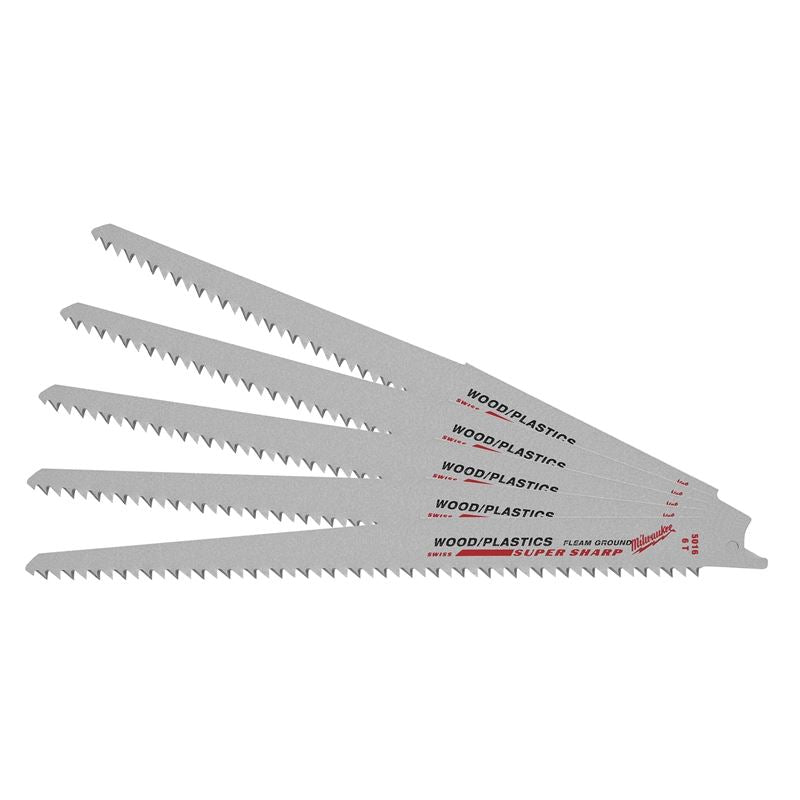 5-Pack 9-Inch 6 TPI Fleam Ground SAWZALL Blades - Heavy-Duty Metal Cutting for Demolition, Renovation & Construction Projects
