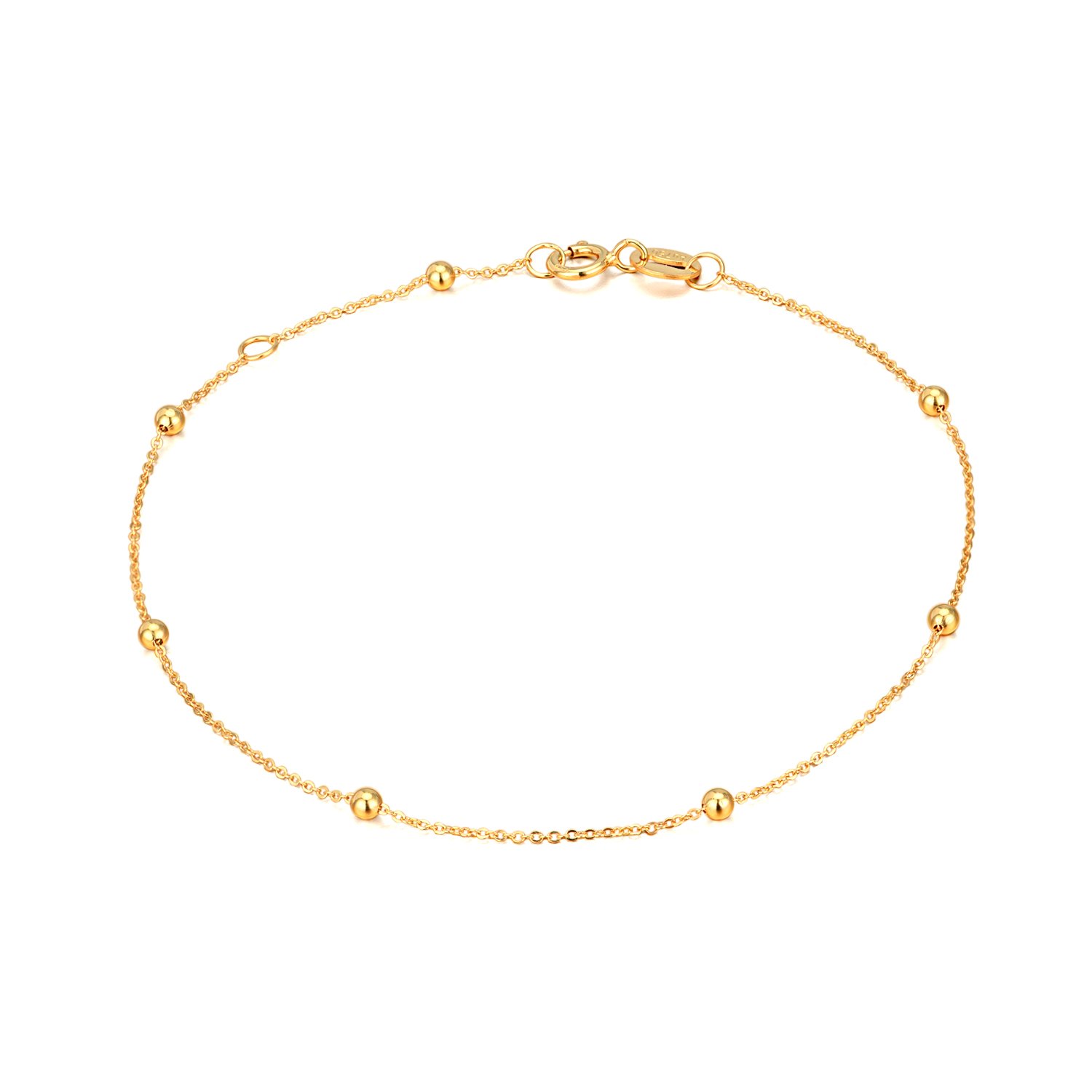 14K & 18K Solid Gold Bracelets for Women - Dainty Beaded Chain Bracelet - Perfect for Everyday Wear, Gifts & Special Occasions