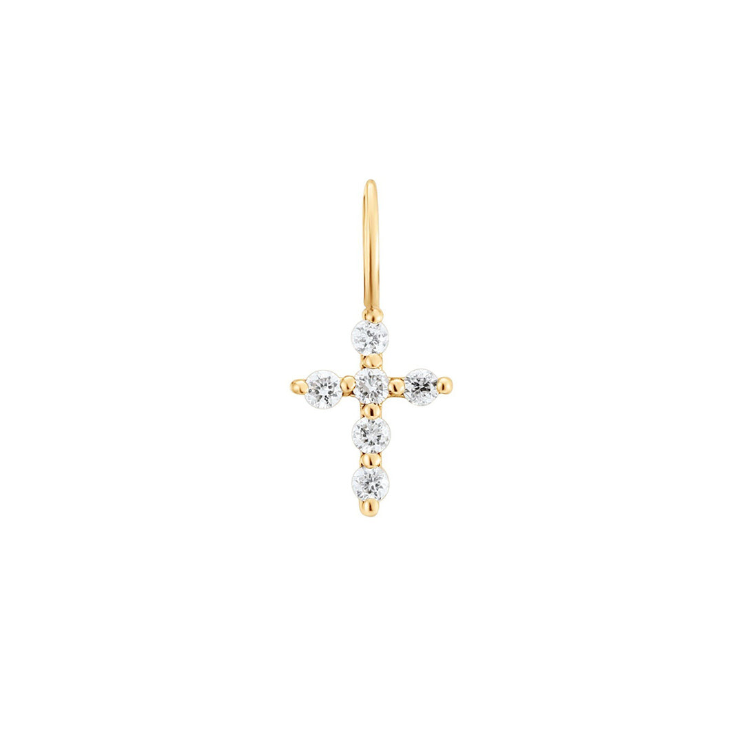 14K Yellow Gold Diamond Cross Charm Pendant - Elegant Jewelry for Women, Perfect for Gifts, Weddings, and Everyday Wear