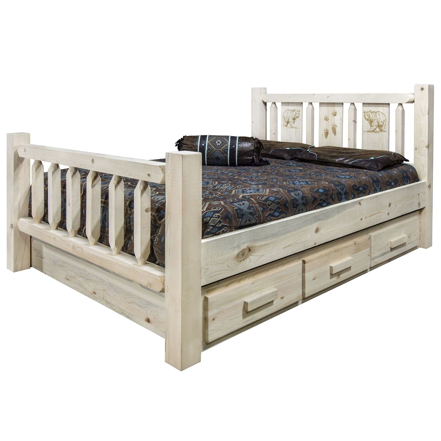 Montana Log Collection Solid Wood Homestead California King Bed Frame - Rustic Bedroom Furniture for Cabin, Lodge & Ranch Style Homes