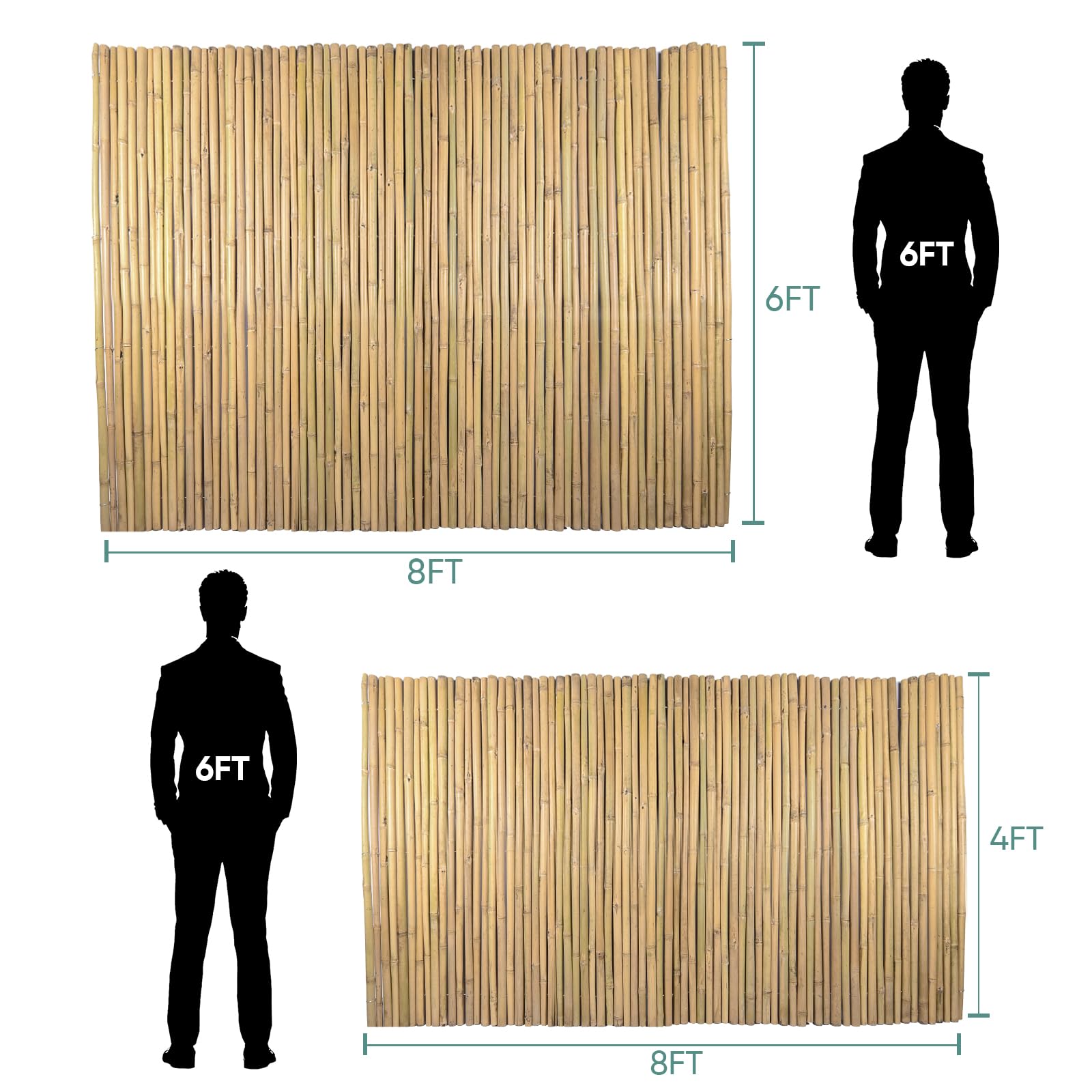 6Ft High x 8Ft Long x 0.7In D Natural Bamboo Fence Roll - Eco-Friendly Outdoor Privacy Screen for Balcony, Patio, Garden, Pool & Yard Decoration | Weather-Resistant Bamboo Fencing for Landscaping & Boundary Protection