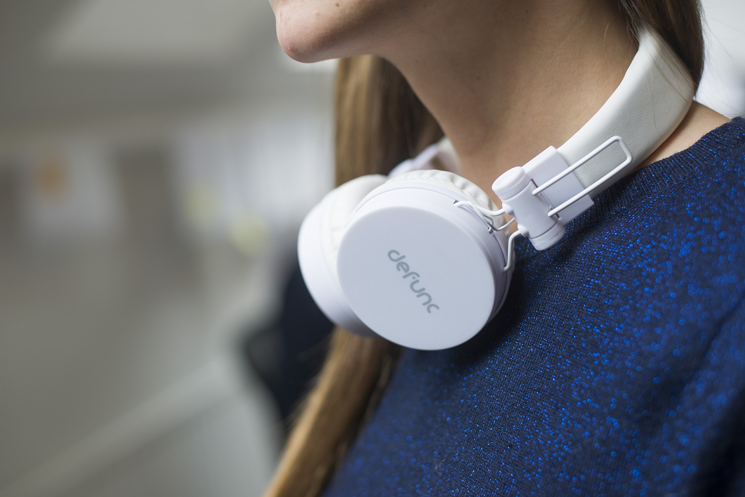 Defunc GO Foldable Wireless Bluetooth Headphones - Lightweight Over-Ear Headset with Built-in Mic for Travel, Workout & Commuting (White) - Perfect for Airplane, Gym & Daily Use