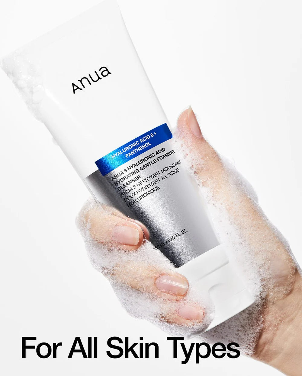 ANUA 8 Hyaluronic Acid Hydrating Gentle Foaming Cleanser 150ml - Korean Skincare for Dry & Sensitive Skin | Daily Face Wash for Hydration & Soothing | Perfect for Morning & Night Routine