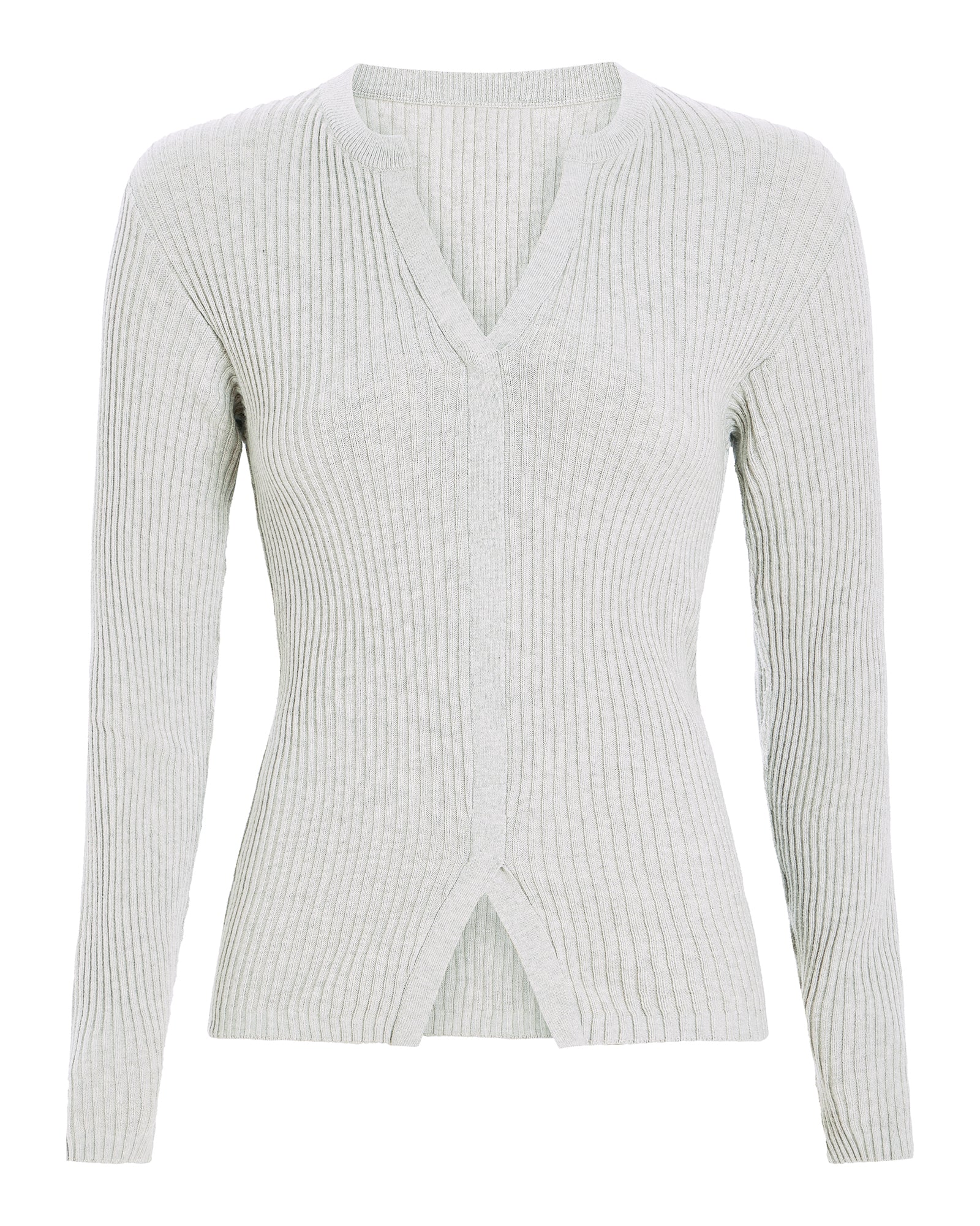 Soft Cotton Cashmere Ribbed Trumpet Sleeve Cardigan Sweater for Women - H. Silver | Cozy Fall & Winter Layering, Office Wear, Casual Outfits