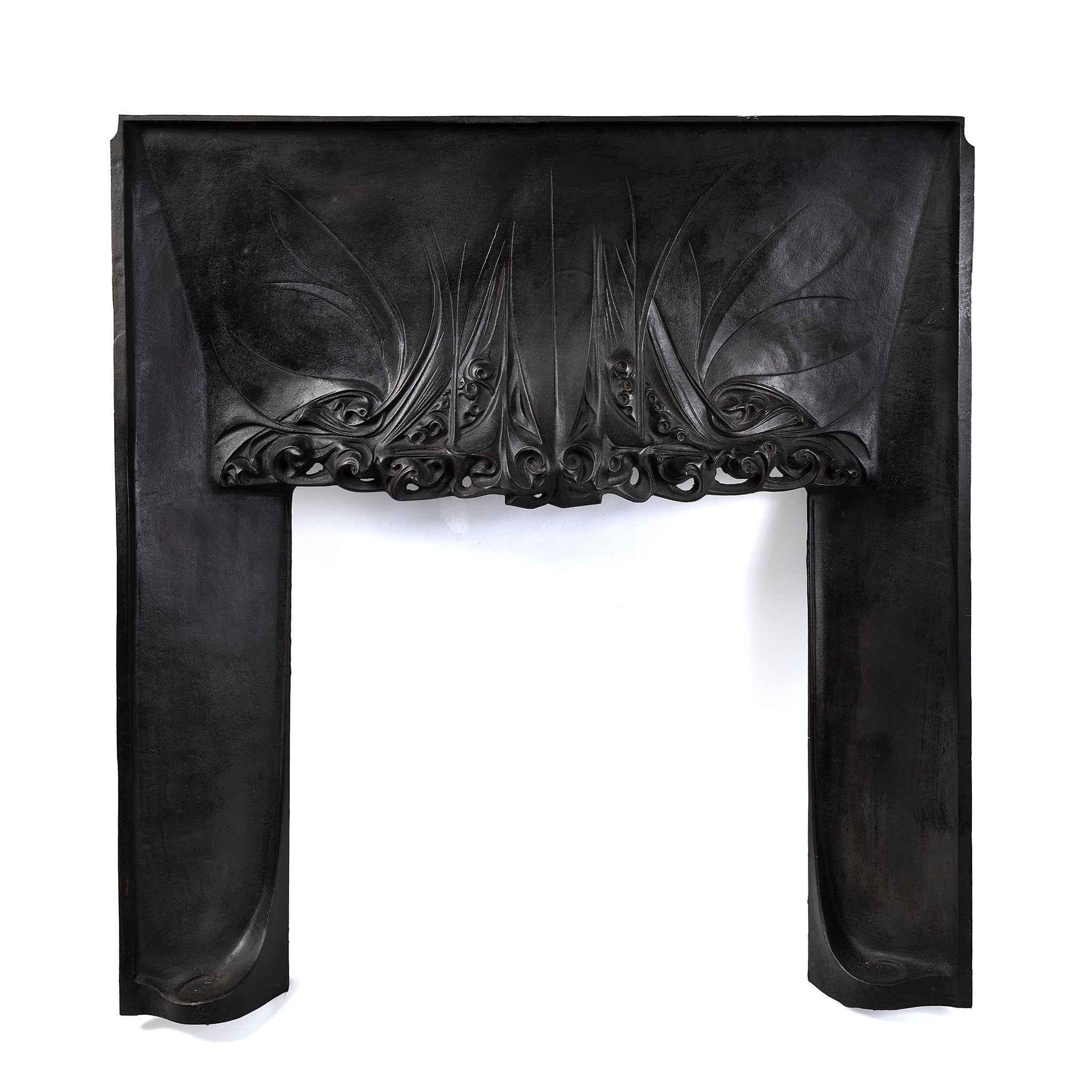Hector Guimard Style Patinated Cast Iron & Copper Fireplace Surround - Vintage Art Nouveau Mantel for Living Room & Dining Room Décor