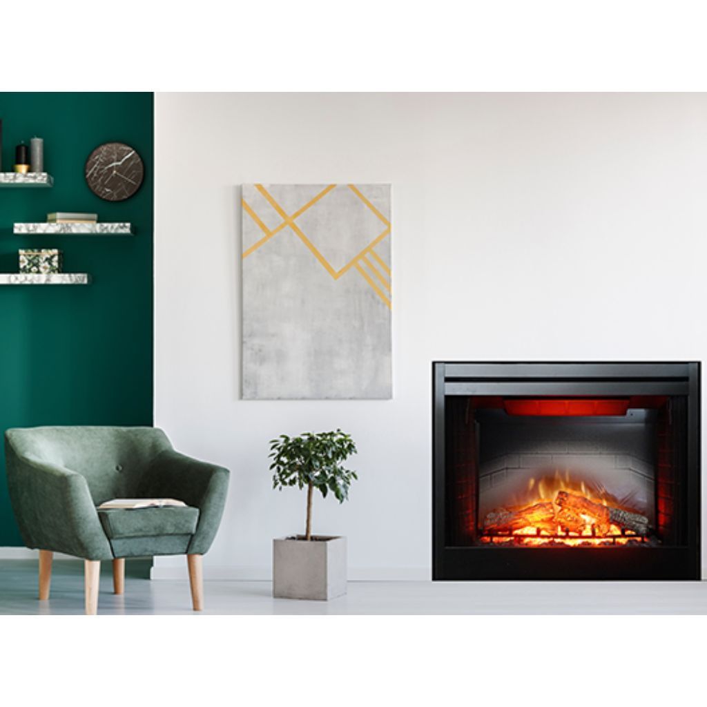 Nexfire 39 Inch Traditional Built-in Electric Fireplace - Realistic Flame Effect, Wall Mounted or Recessed Installation, Energy Efficient Heating for Living Room, Bedroom & Office (EF39)