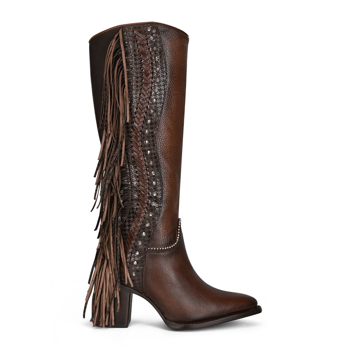 **Western Cowgirl Boots for Women - Genuine Cowhide Leather with Straps - Brown Cuadra Style - Perfect for Rodeo, Country Dancing & Fashion Outfits**