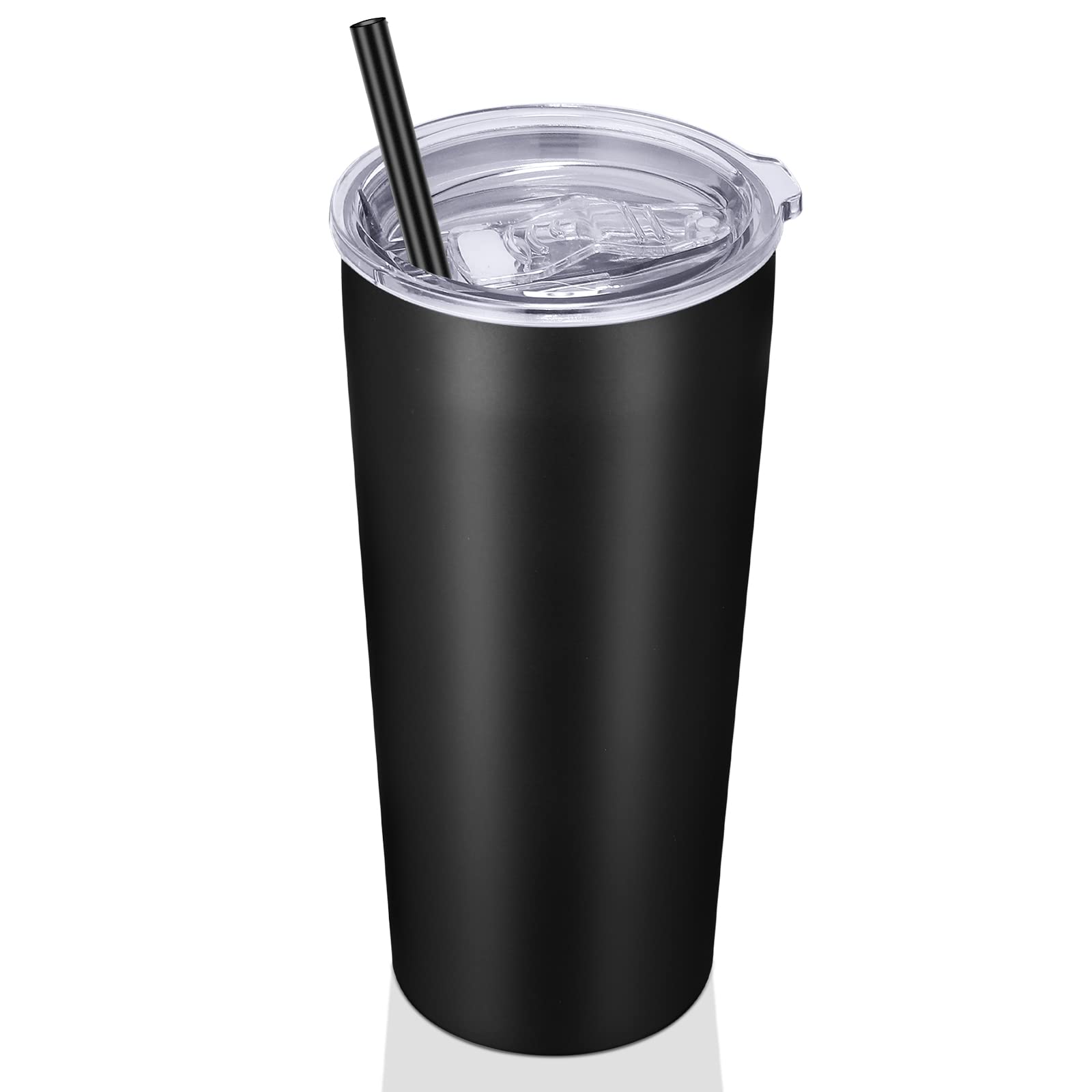 VEGOND 20oz Stainless Steel Vacuum Insulated Tumbler with Lid & Straw - Double Wall Insulated Coffee Travel Mug - Keeps Drinks Hot/Cold for Hours - Perfect for Office, Gym, Hiking & Outdoor Activities (1 Pack, Black)