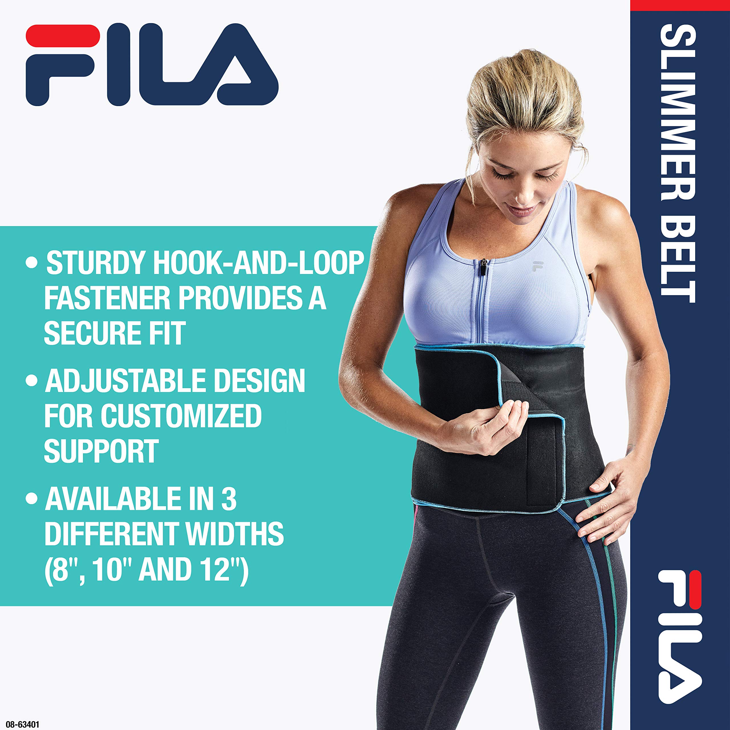 FILA Waist Trimmer Slimming Belt for Women & Men - Neoprene Sweat Trainer for Stomach, Abs, Back & Waist - Gym, Workout & Postpartum Recovery