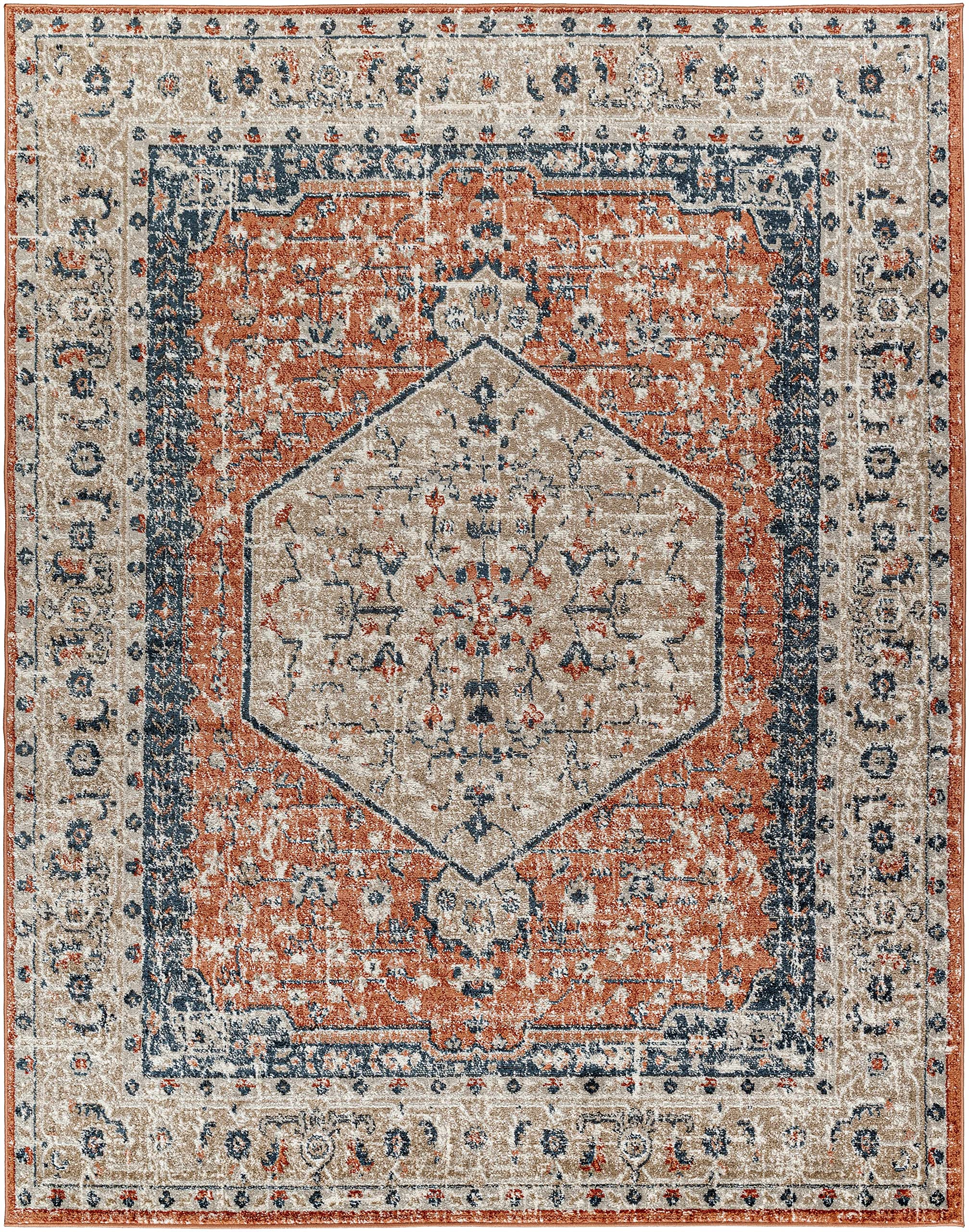 Premium Hauteloom Alabel Traditional Area Rug for Living Room & Bedroom - Ivory, Taupe, Gray - 9'2