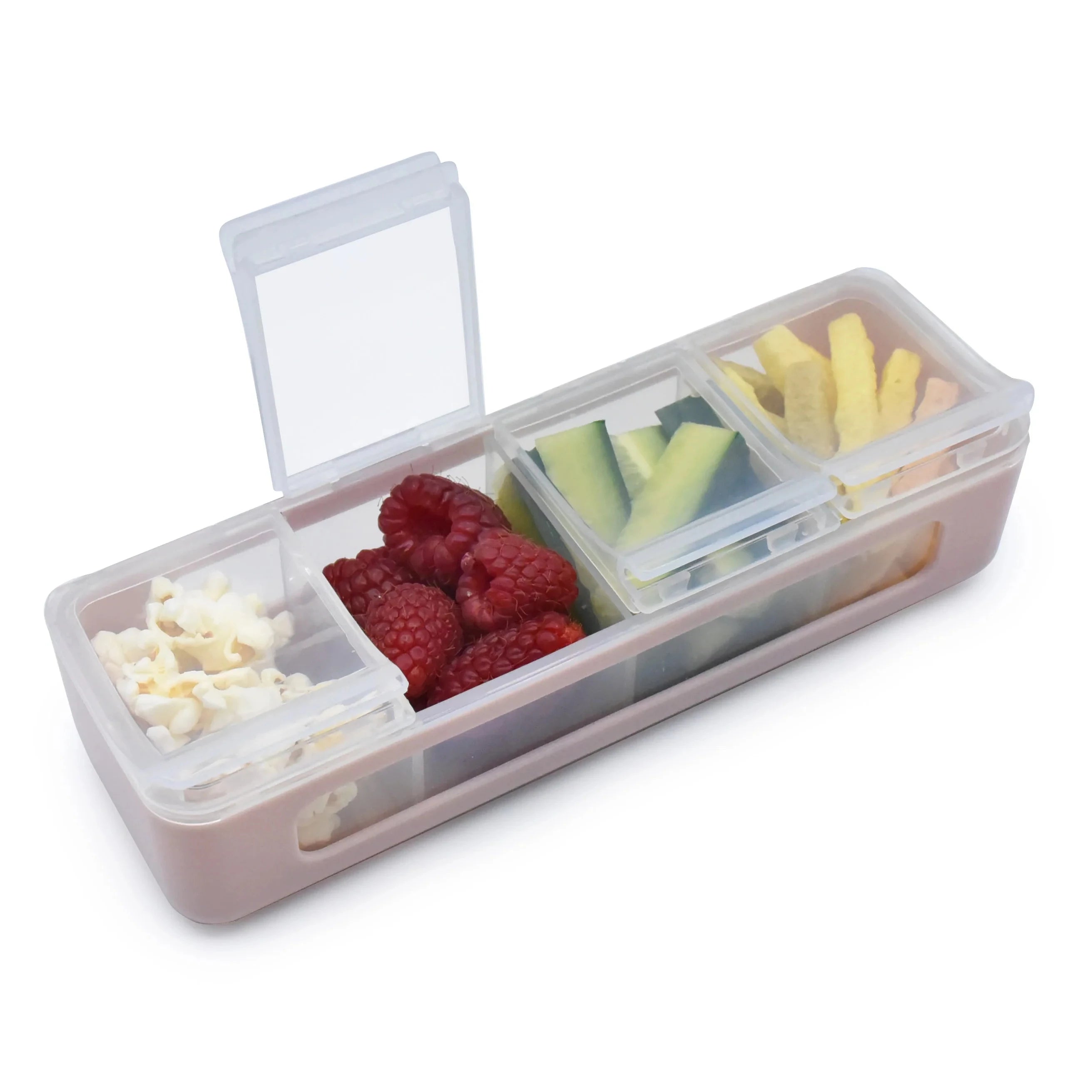 Melii Luxe Snackle Box - 4 Compartment Bento Lunch Box with Lid, Pink Aesthetic Food Storage Container for Office, School, Picnics & Meal Prep