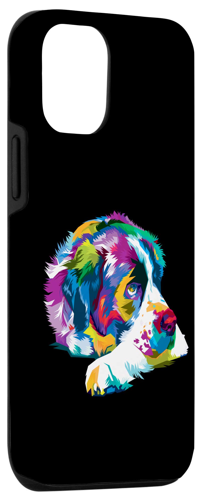 Colorful Saint Bernard Cute Geometric Dog Pop Art iPhone 12/12 Pro Case - Trendy Protective Cover for Everyday Use, Work & Travel