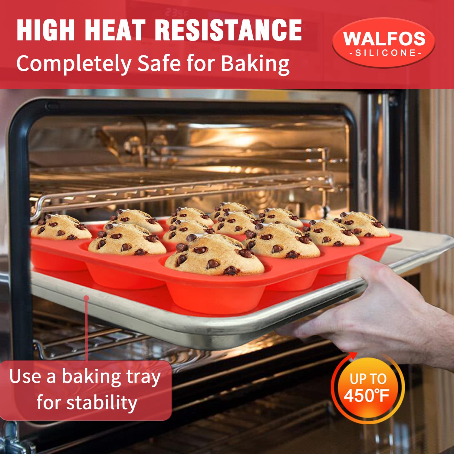 WALFOS BPA-Free Silicone Muffin Pan Set of 3 - Non-Stick 24 Mini, 12 Regular & 6 Texas-Size Cupcake Baking Pans | Easy Pop Out | Dishwasher & Microwave Safe | Perfect for Baking, Party Treats & Meal Prep