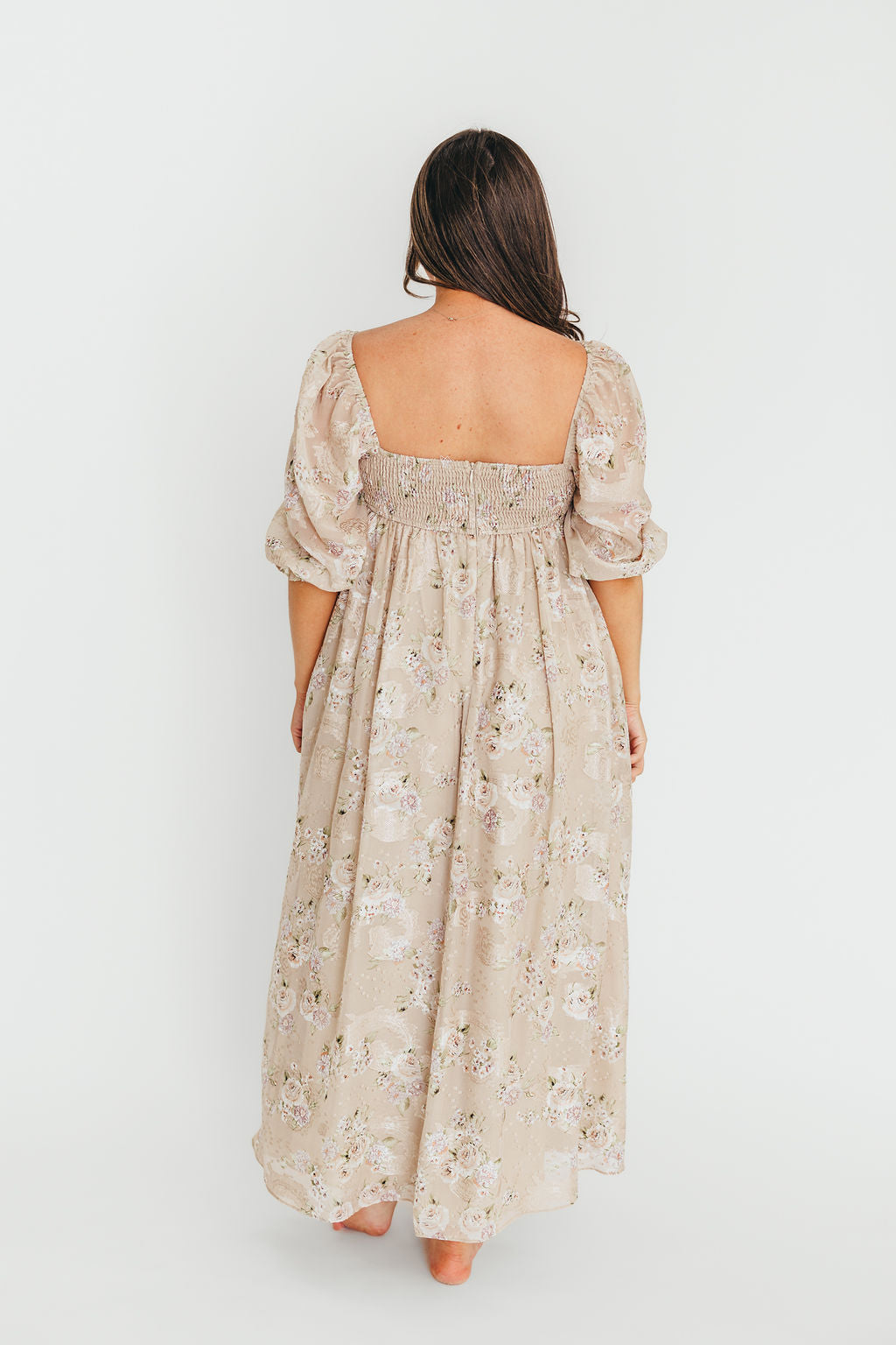 Elegant Mona Maxi Dress in Beige & Brown Floral Print - Women's Boho Summer Dress for Beach, Vacation & Casual Wear | Restocking August