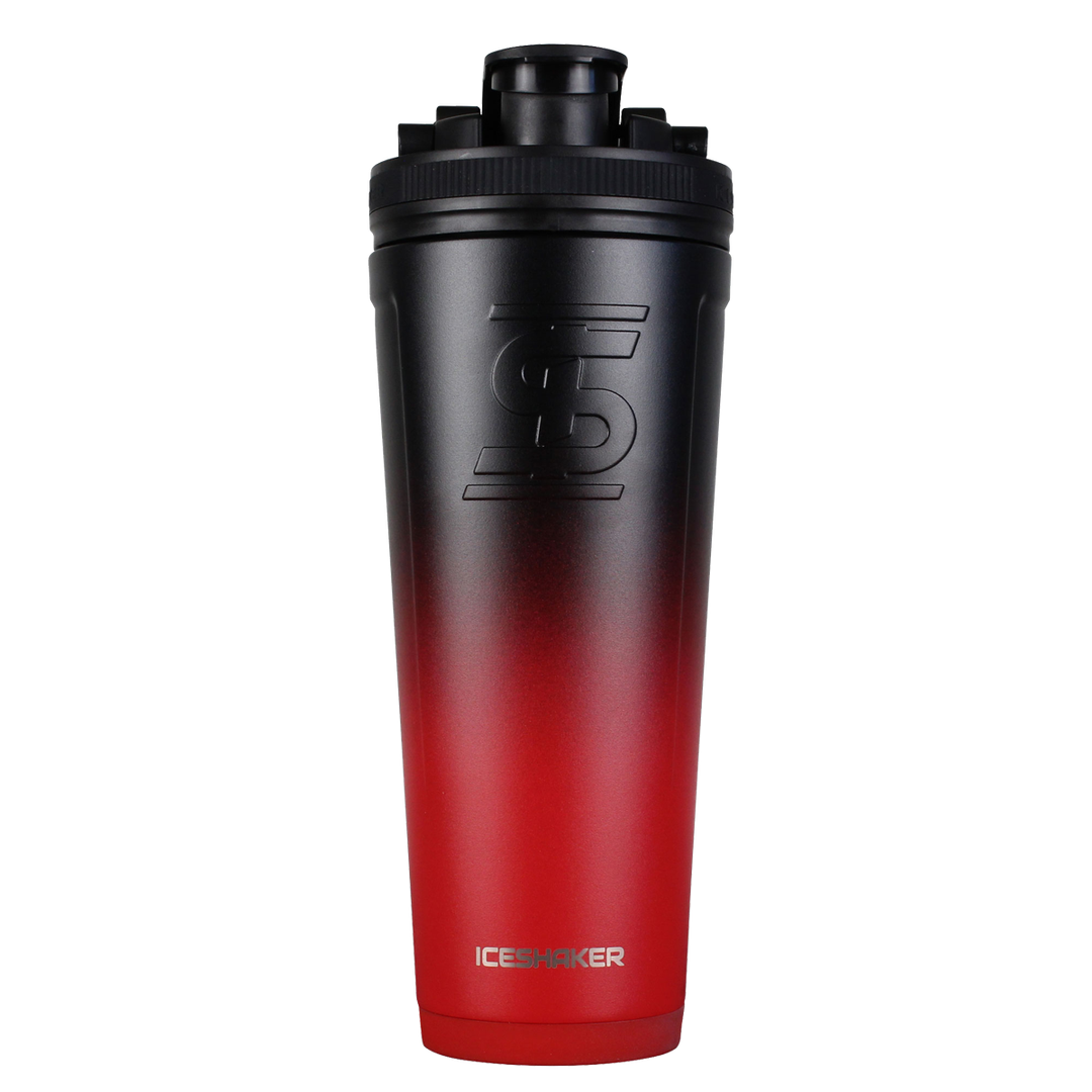 36oz Custom Insulated Stainless Steel Ice Shaker Bottle - Red Black Ombre Gradient for Gym, Workout & Sports Hydration | Leakproof & BPA-Free Water Bottle for Protein Shakes & Cold Drinks