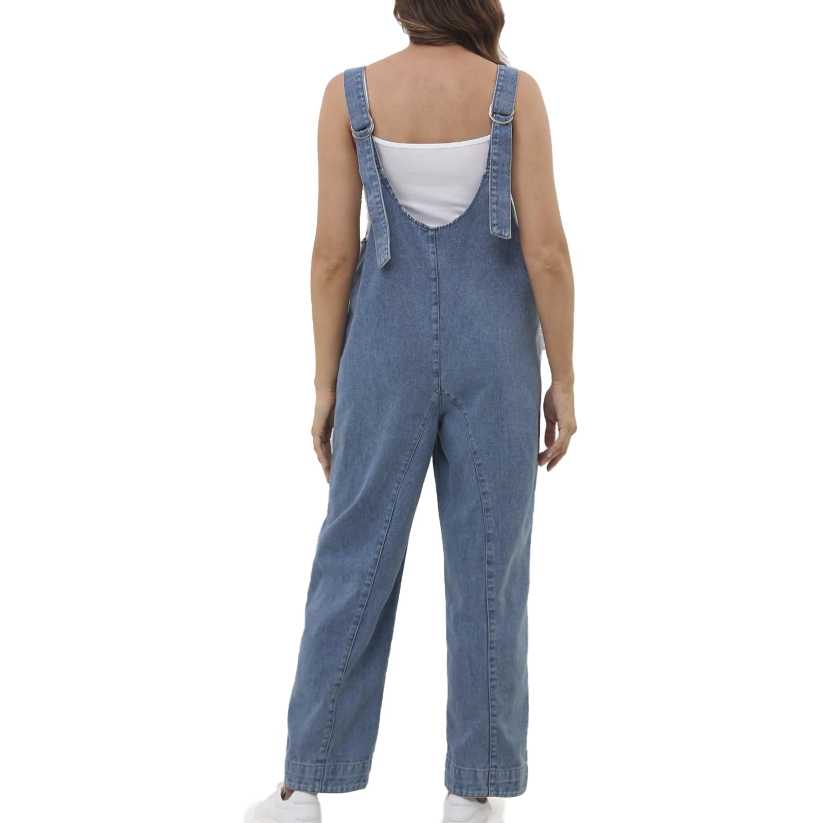 Women's Baggy Denim Jumpsuit with Pockets - Casual Streetwear Outfit