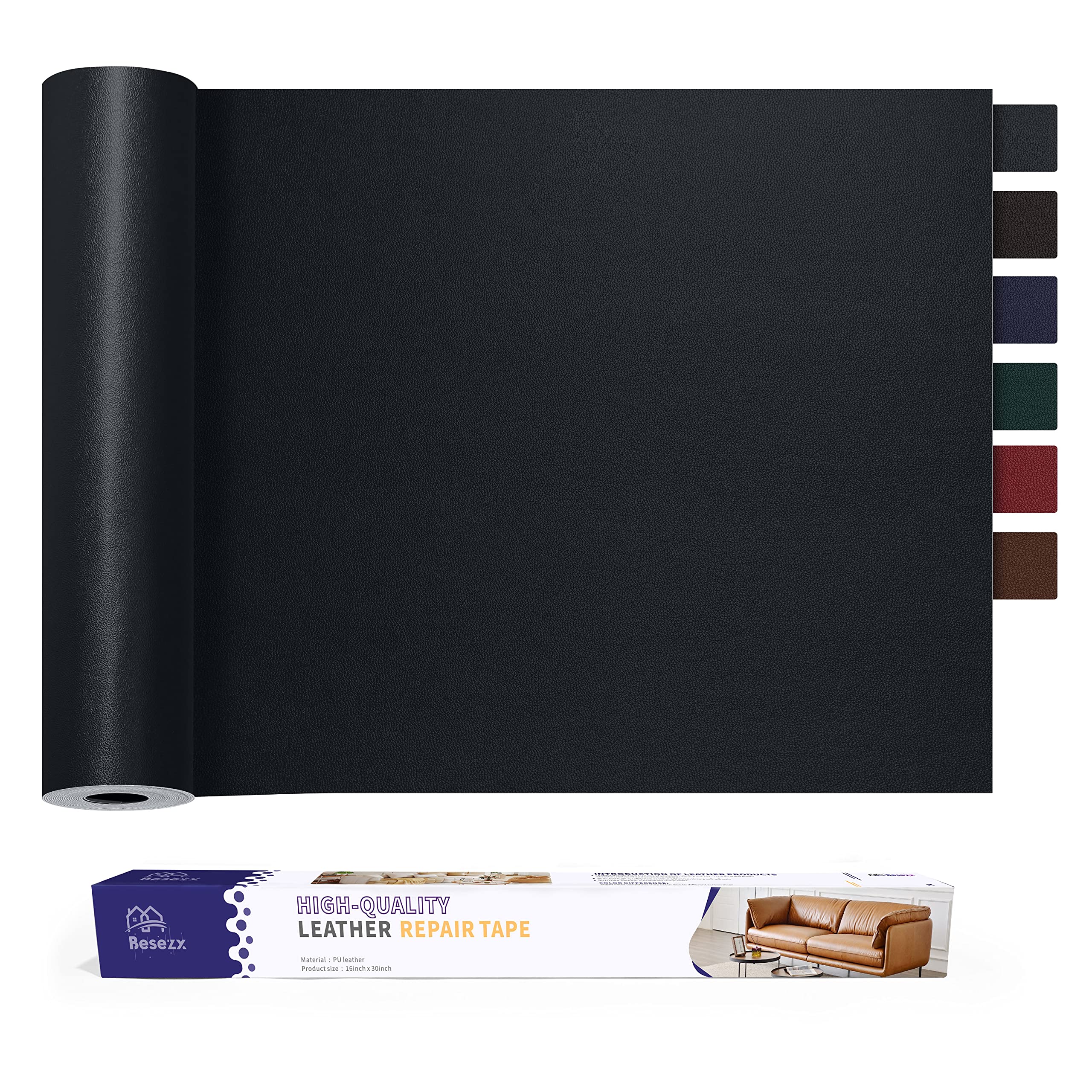 Self-Adhesive Leather & Vinyl Repair Patch Kit – 30in x 16in for Furniture, Couch, Sofa, Car Seats & Office Chairs | Quick Fix for Scratches & Tears | Perfect for Home, Auto & Office Use