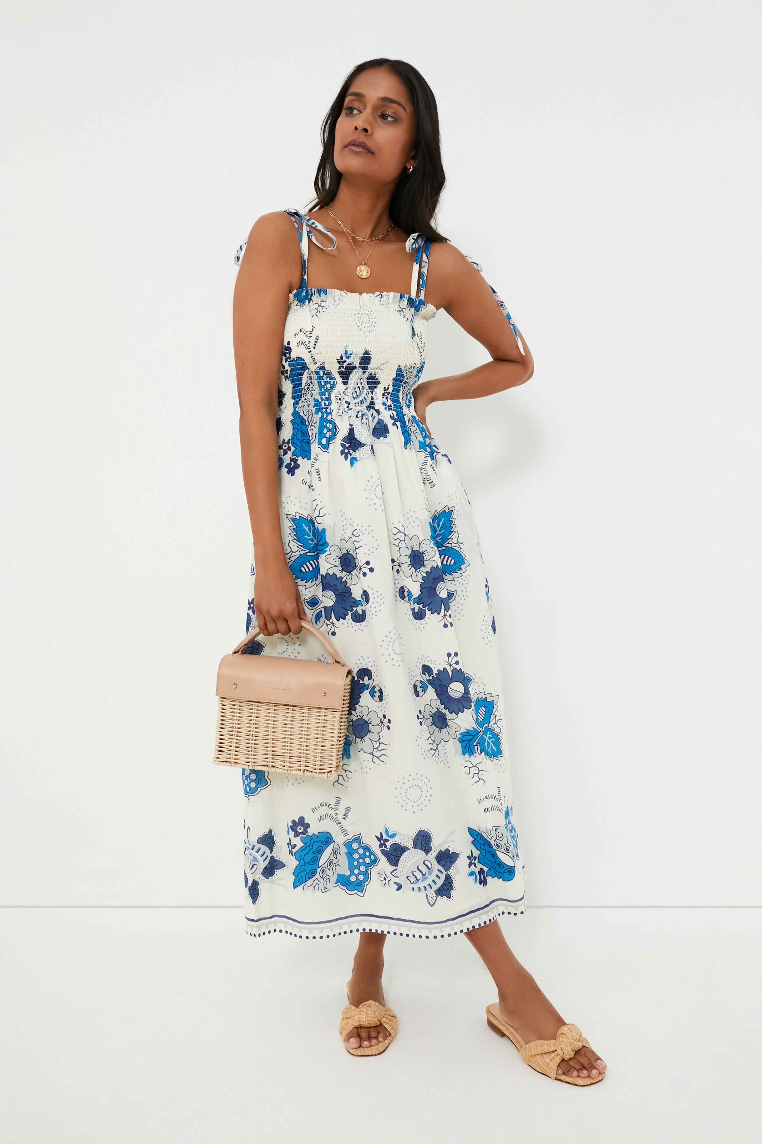 Blue Royal Kaia China Panel Dress - Elegant Floral Print Maxi Dress for Women | Perfect for Weddings, Parties & Special Occasions