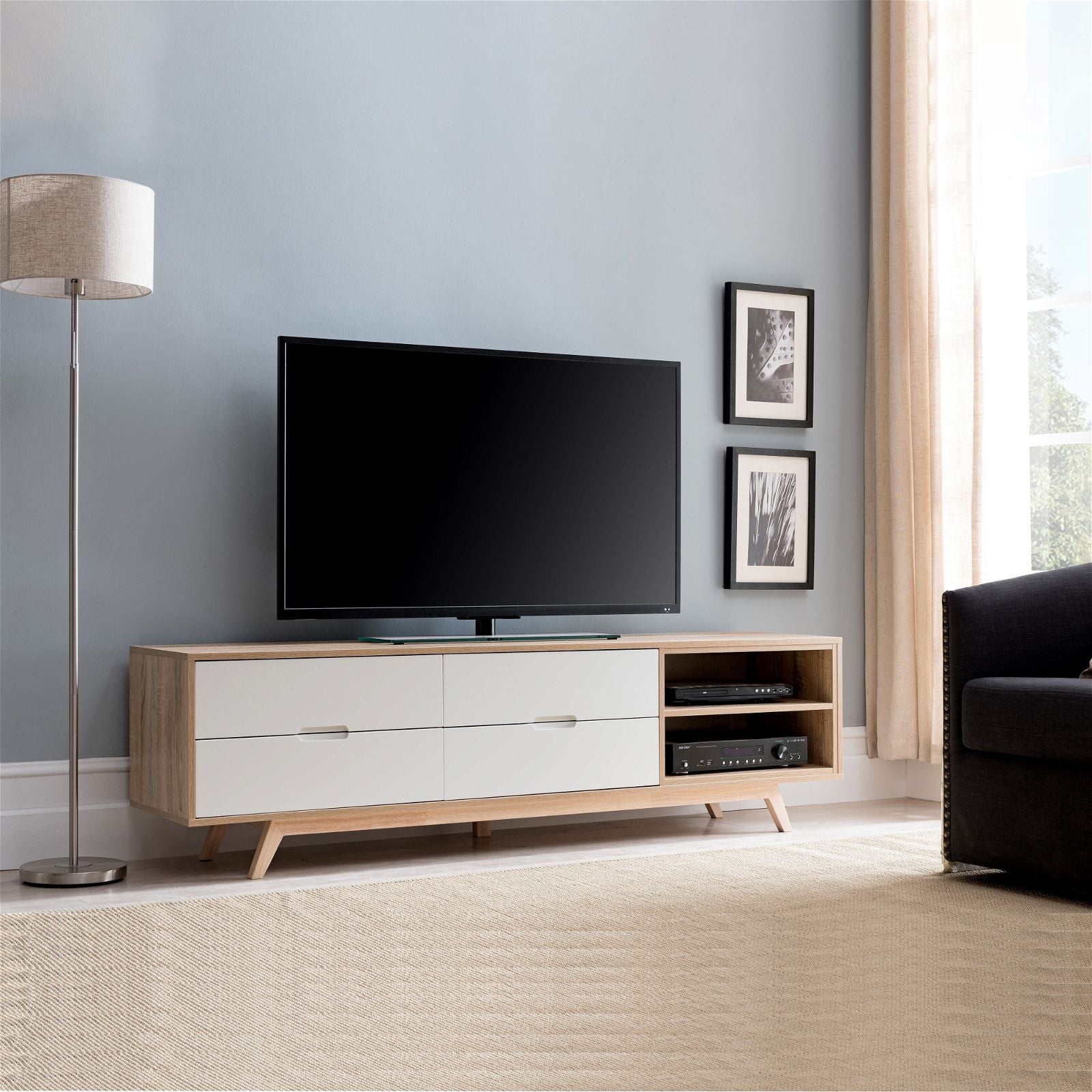 Criterion 1800mm Oak White Tuscany TV Stand Entertainment Unit - Perfect for Living Room, Home Theater & Media Storage