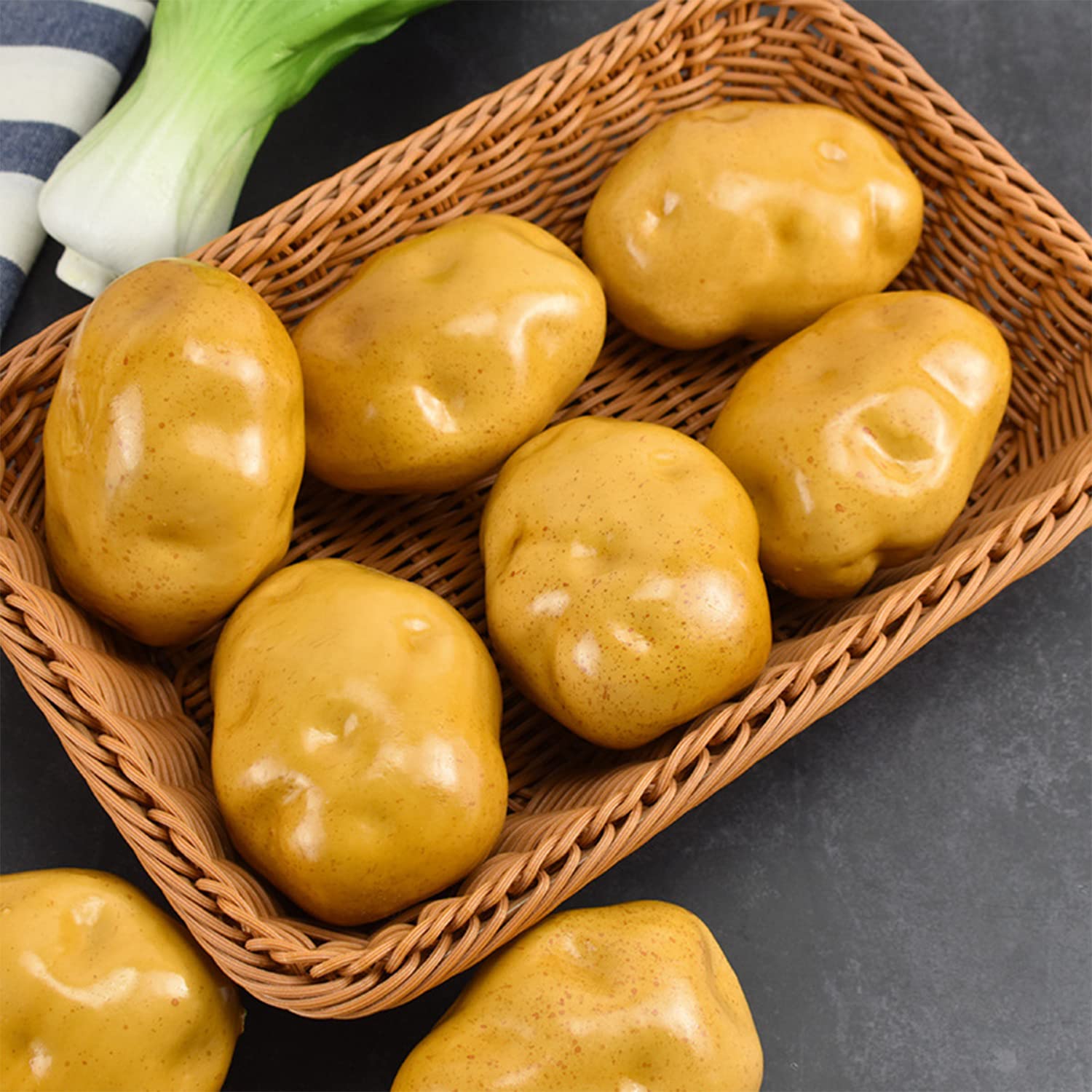 Lorigun 5Pcs Realistic Foam Fake Potatoes - Simulation Bubble Fruits & Vegetables for Home Decor, Photography Props, and Emotional Arrangement Scenes - Perfect for DIY Crafts, Table Centerpieces, and Kids Play Kitchen