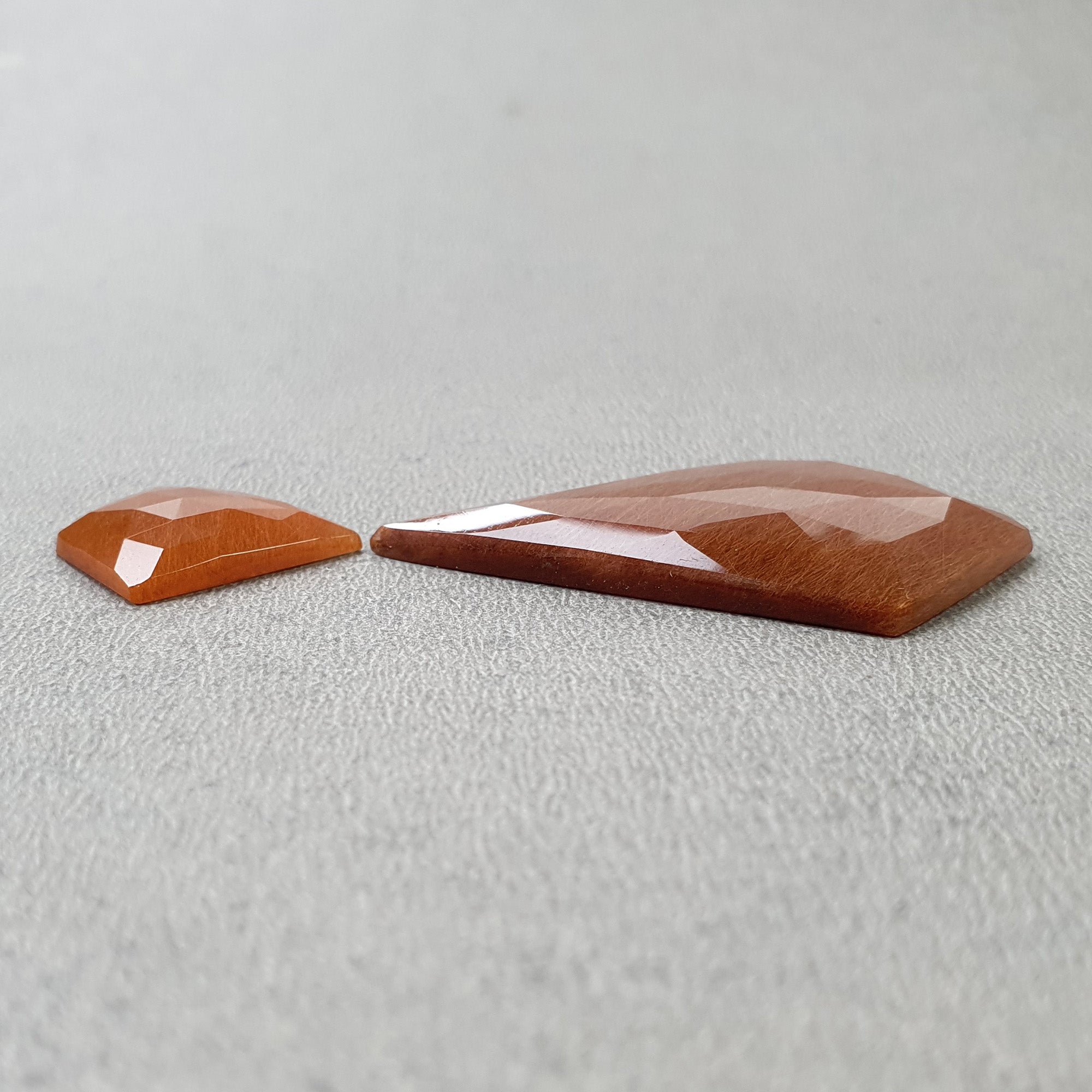 Natural Brown Rutile Quartz Gemstone - 40.25cts Rose Cut, Untreated & Unheated, Unique Uneven Shape (45x30mm & 20x19mm, 2 Pieces) with Video - Perfect for Jewelry Making, Crystal Healing & Collector's Display