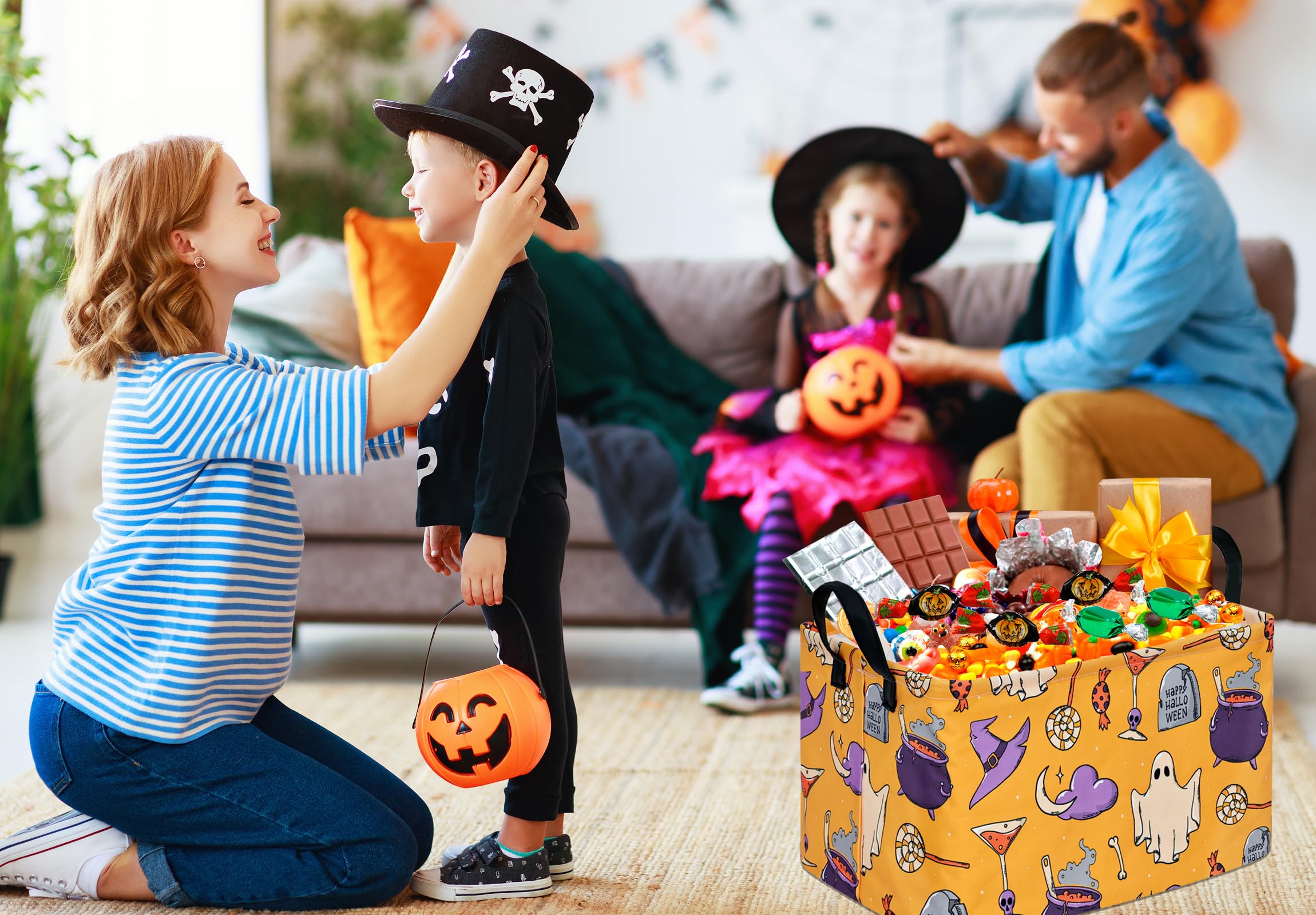 Halloween Toy Storage Basket for Kids - Trick or Treat Organizer for Home & Party