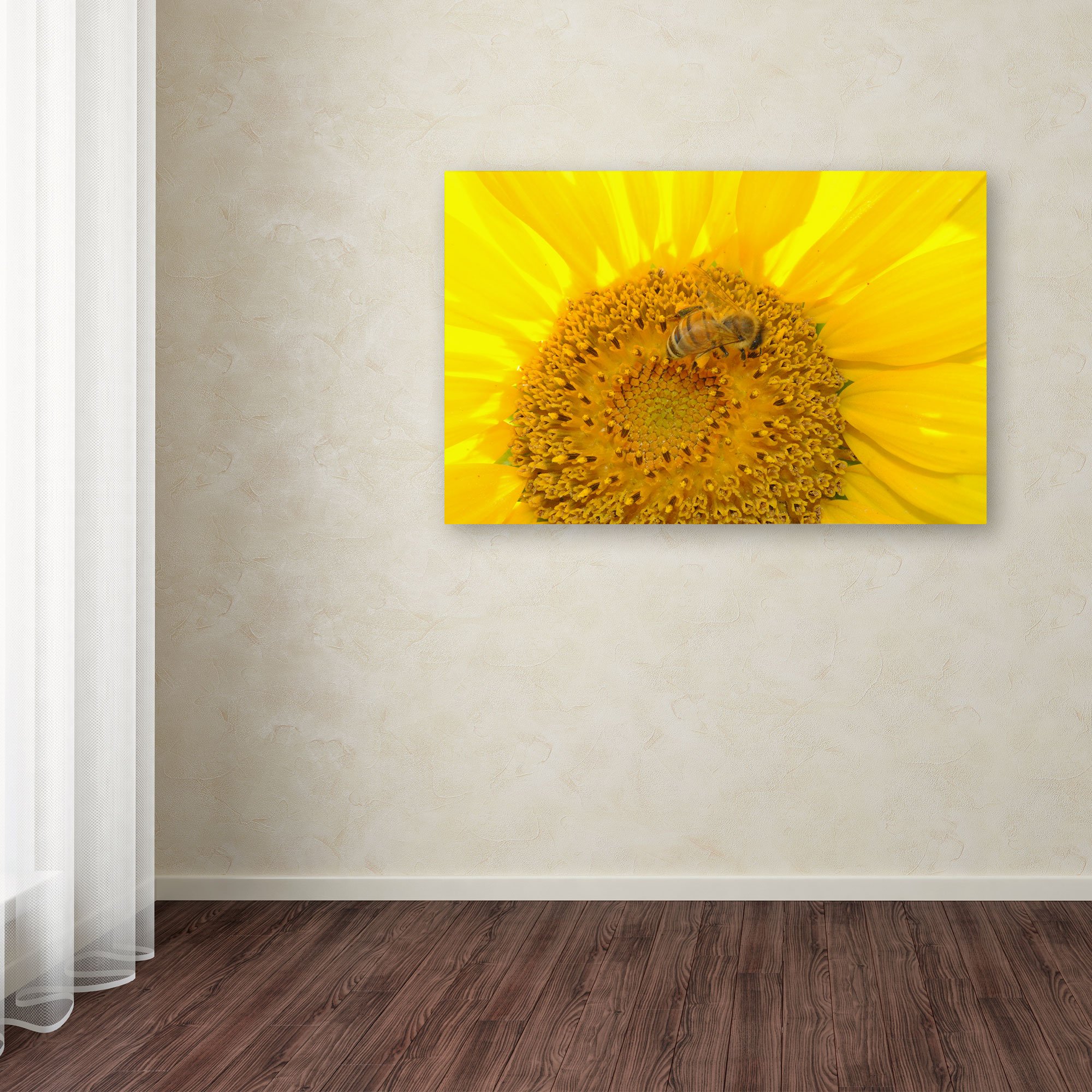 Monica Fleet 'Honey-Maker' Canvas Wall Art Print - 22x32 Inch Floral Bee Painting - Home & Office Decor, Living Room Bedroom Wall Decor