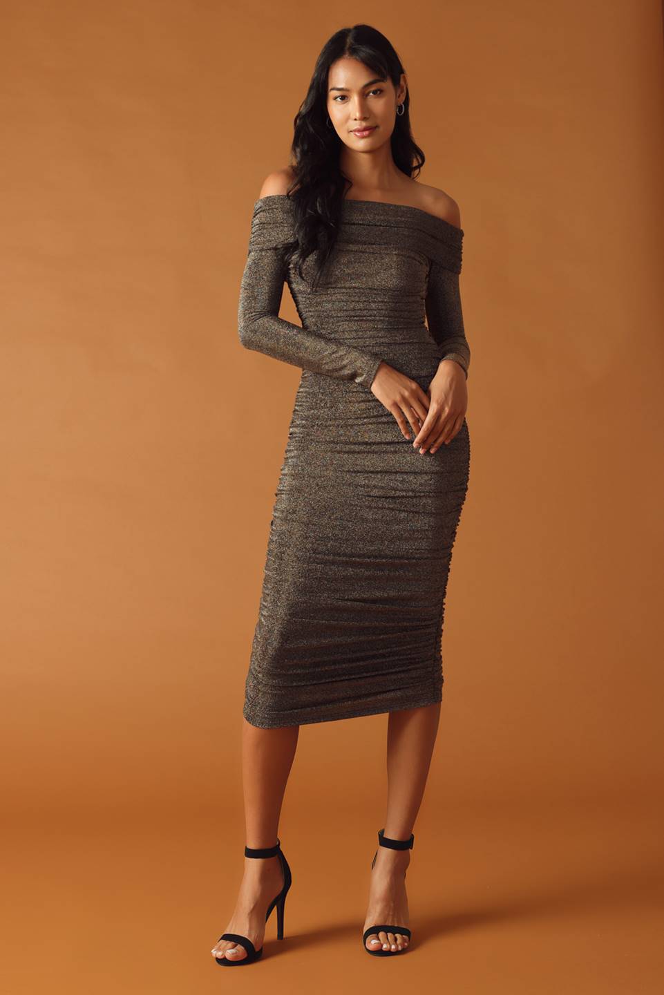MYSTIC MIRAGE Metallic Midi Dress for Women - Shimmering Party & Evening Gown for Special Occasions, Date Nights & Holiday Events