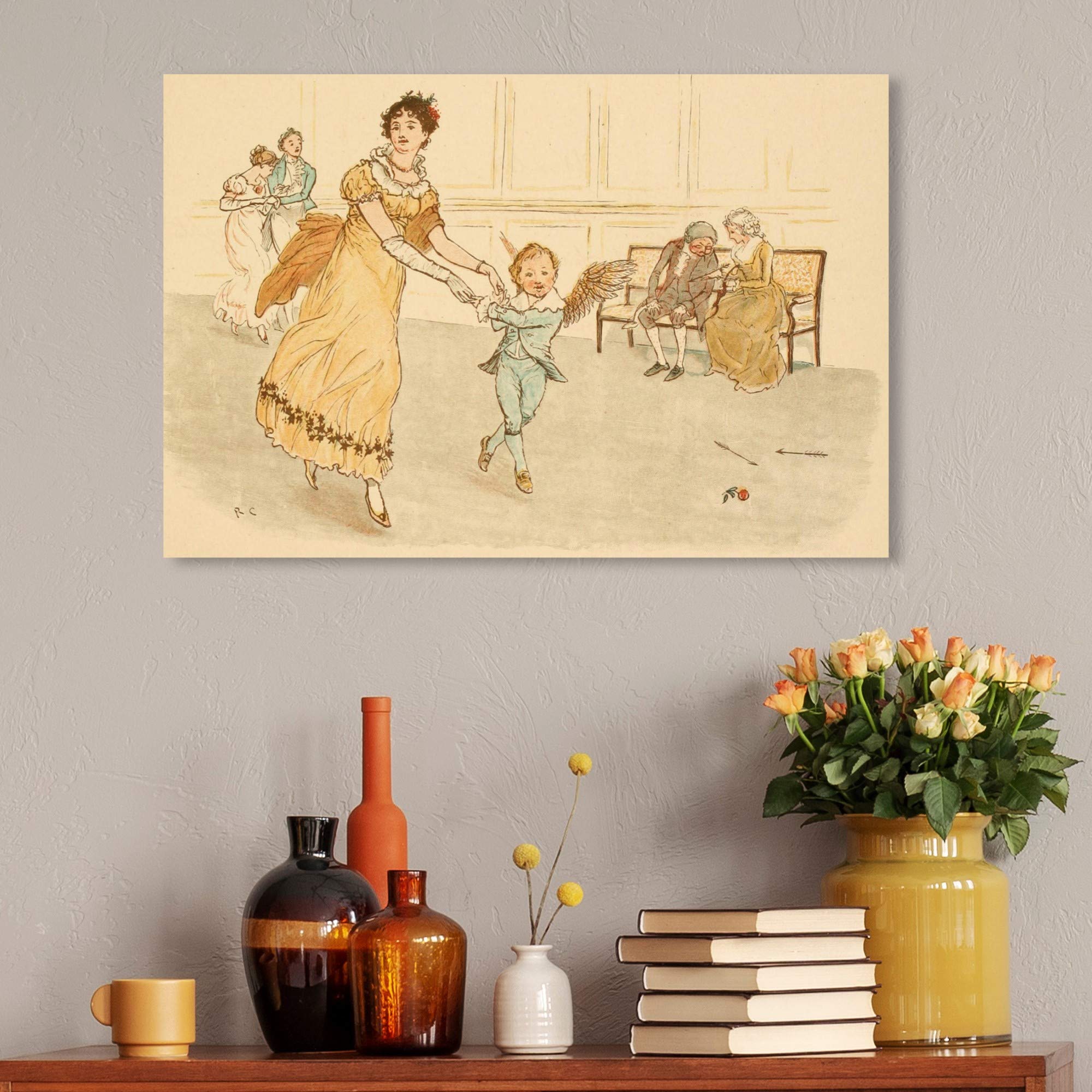 Oliver Gal Artist Co. 'Cupid Dancing' Kids Wall Art Canvas Prints - Modern Nursery Decor & Playroom Wall Decor for Children's Bedroom