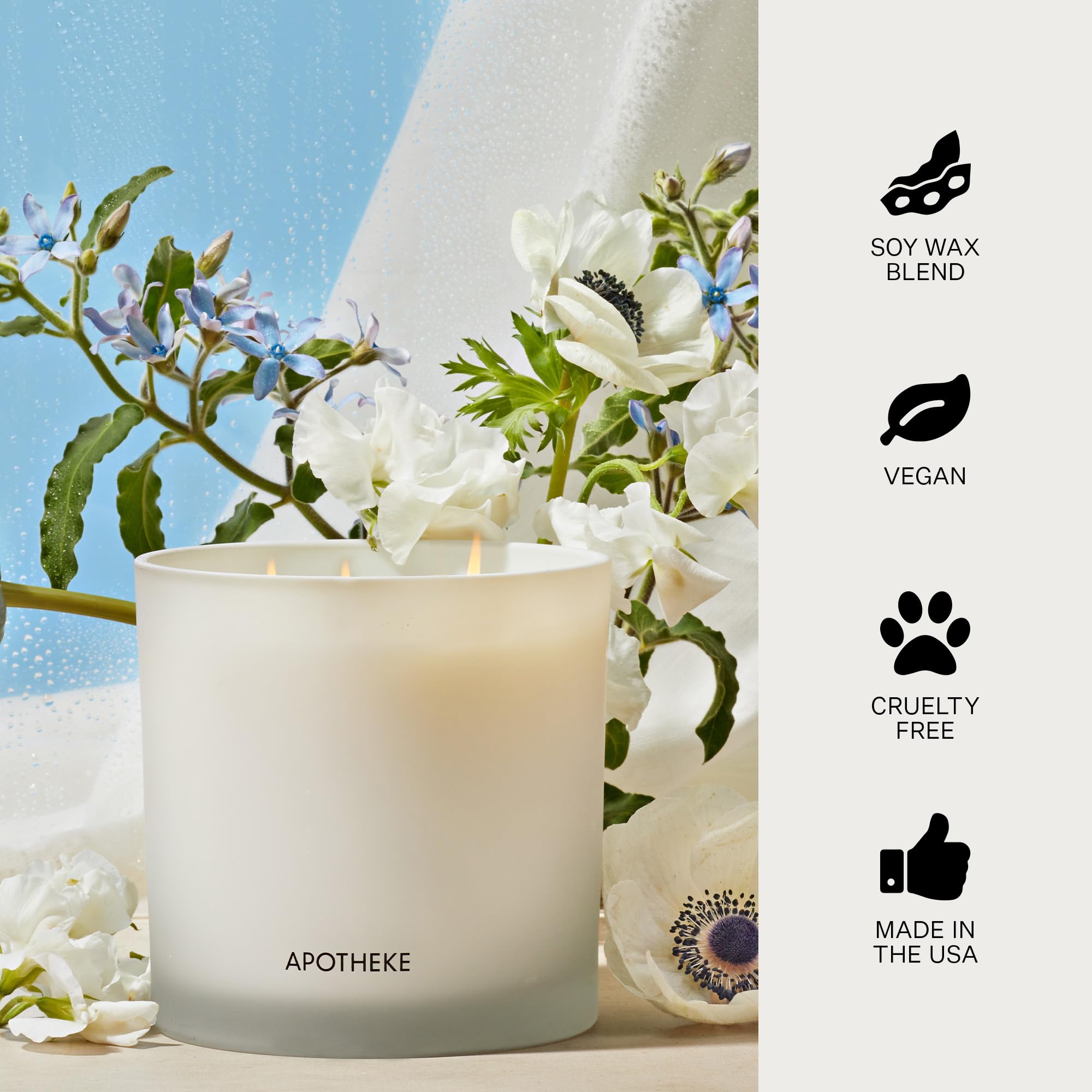 Apotheke 3-Wick Scented Candles in Canvas Jar - Long Lasting Aromatherapy for Home, Spa & Relaxation