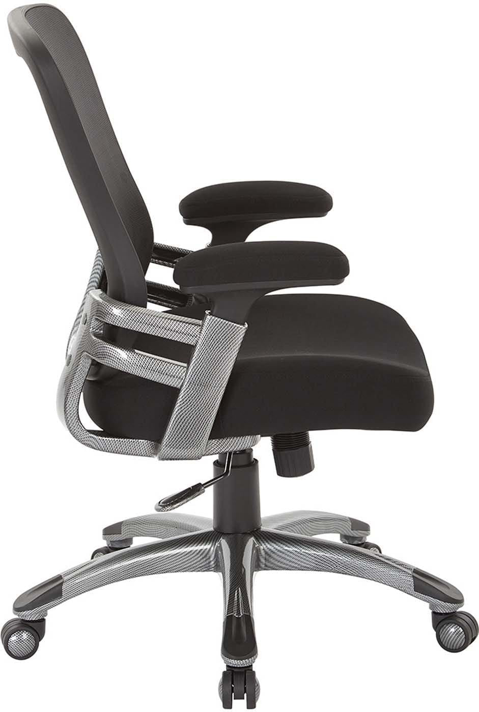 Office Star Faux Leather Mesh Back Manager’s Chair with Adjustable Height & Tilt [EMH6918T] - Ergonomic Office Chair for Home & Business Workspaces