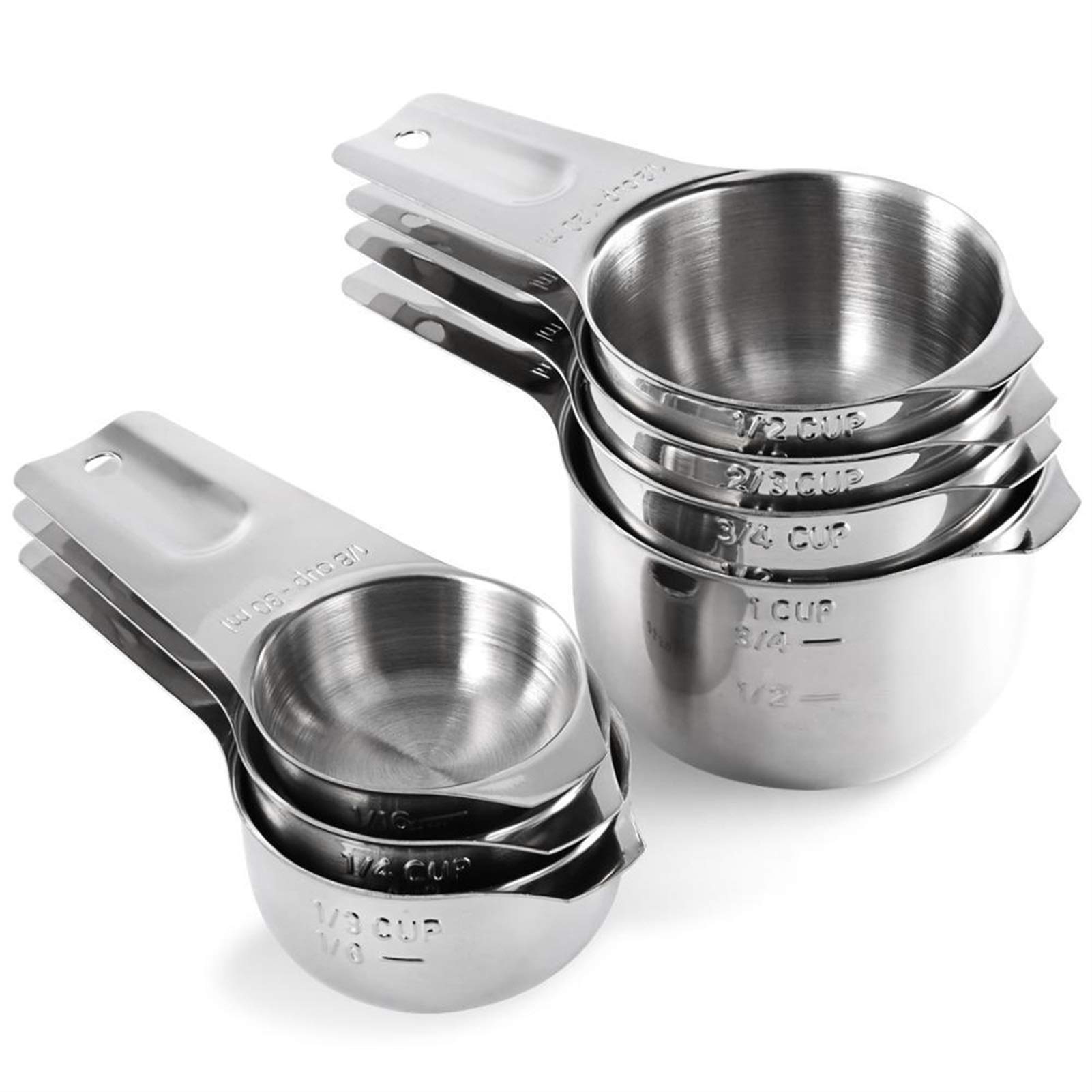 Brting 15-Piece Stainless Steel Measuring Spoons & Cups Set - Precision Kitchen Baking Tools for Cooking, Baking, and Meal Prep - Includes 7 Measuring Cups (Silver) - Perfect for Home Chefs and Professional Bakers