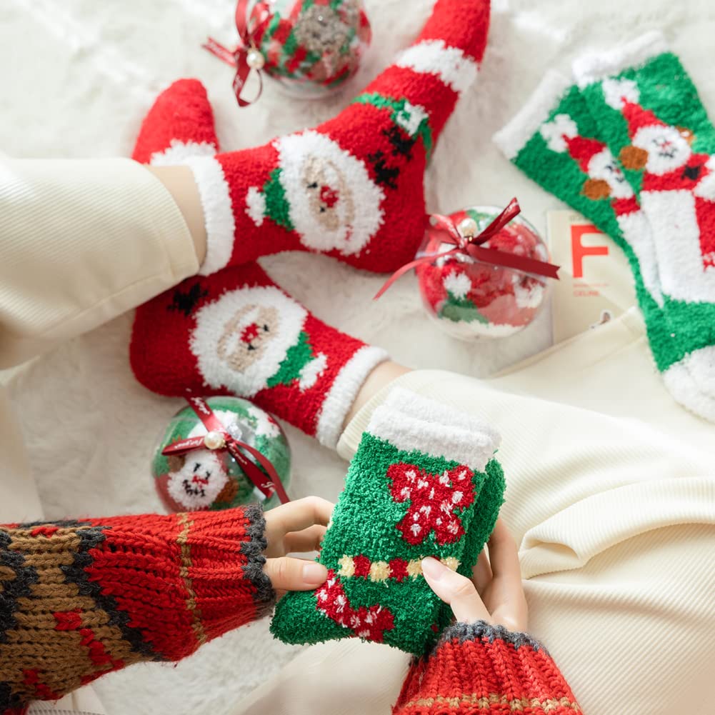 Yoicy Women's Christmas Fuzzy Fluffy Socks - Cozy Warm Winter Slipper Socks for Women, Perfect Holiday Gift for Her | Great for Home, Bedroom & Christmas Party