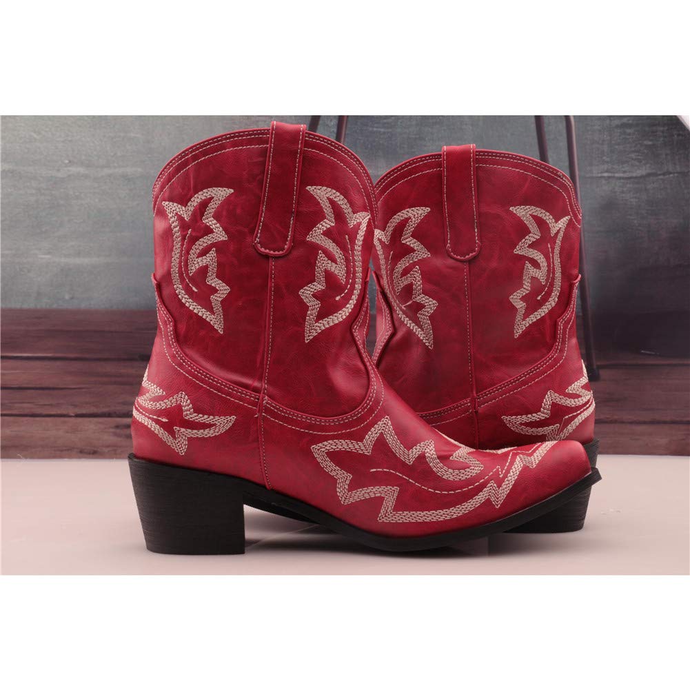 SO SIMPOK Women's Classic Cowgirl Boots - Retro Western Ankle Boots with Embroidered Design for Ladies | Perfect for Country Dancing, Rodeo Events & Western Fashion Outfits
