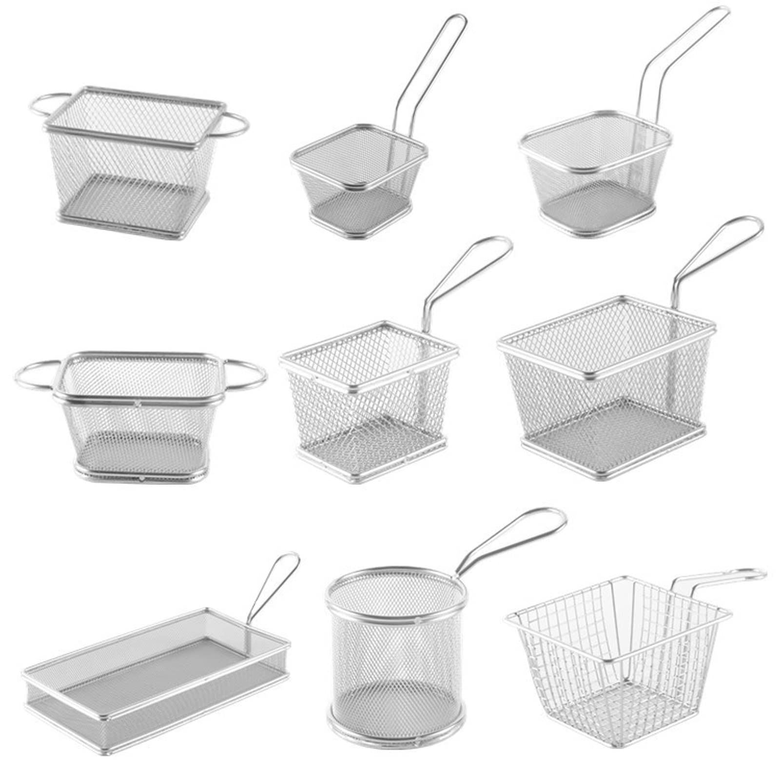 Stainless Steel French Fry Basket - Durable Deep Fryer Basket for Cooking, Frying & Straining - Perfect for Restaurants, Home Kitchens & Snack Making (Color Options)