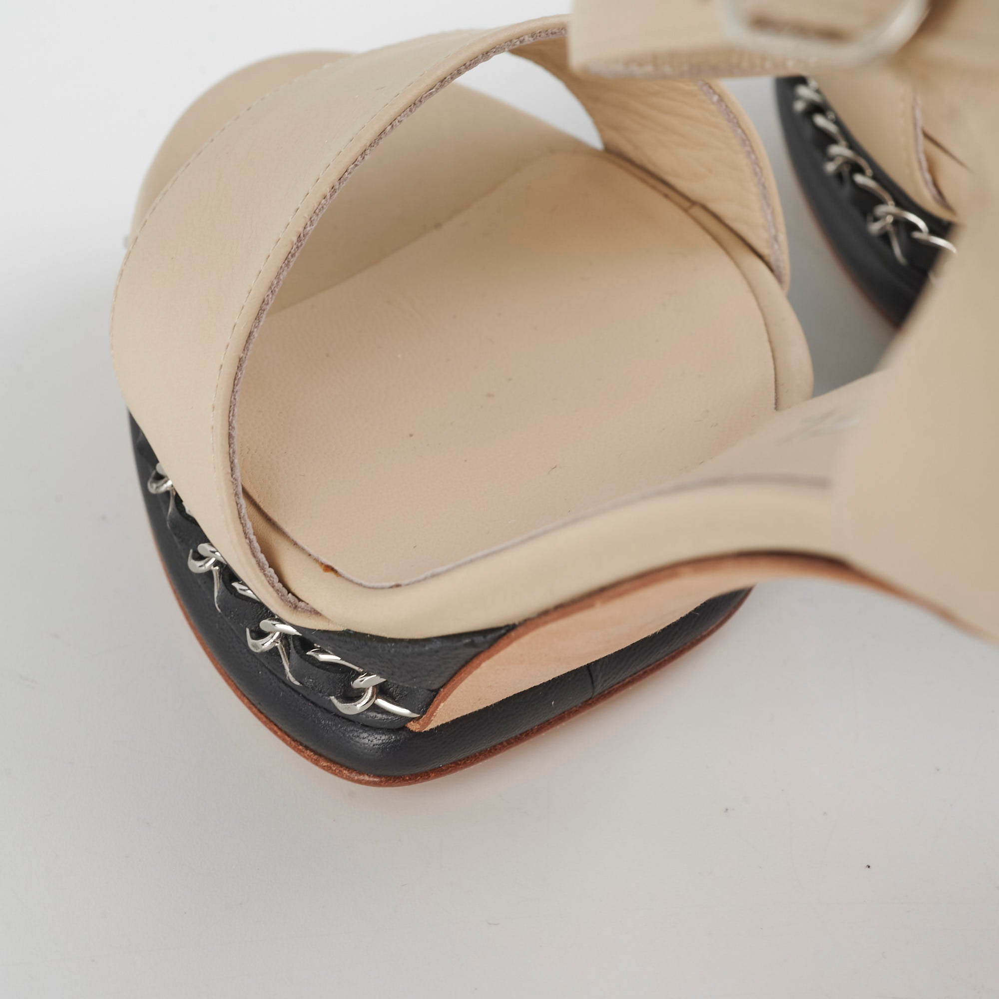 Chanel Beige Chain High Heels Women's Size 38 - Luxury Designer Shoes for Evening Parties & Special Occasions