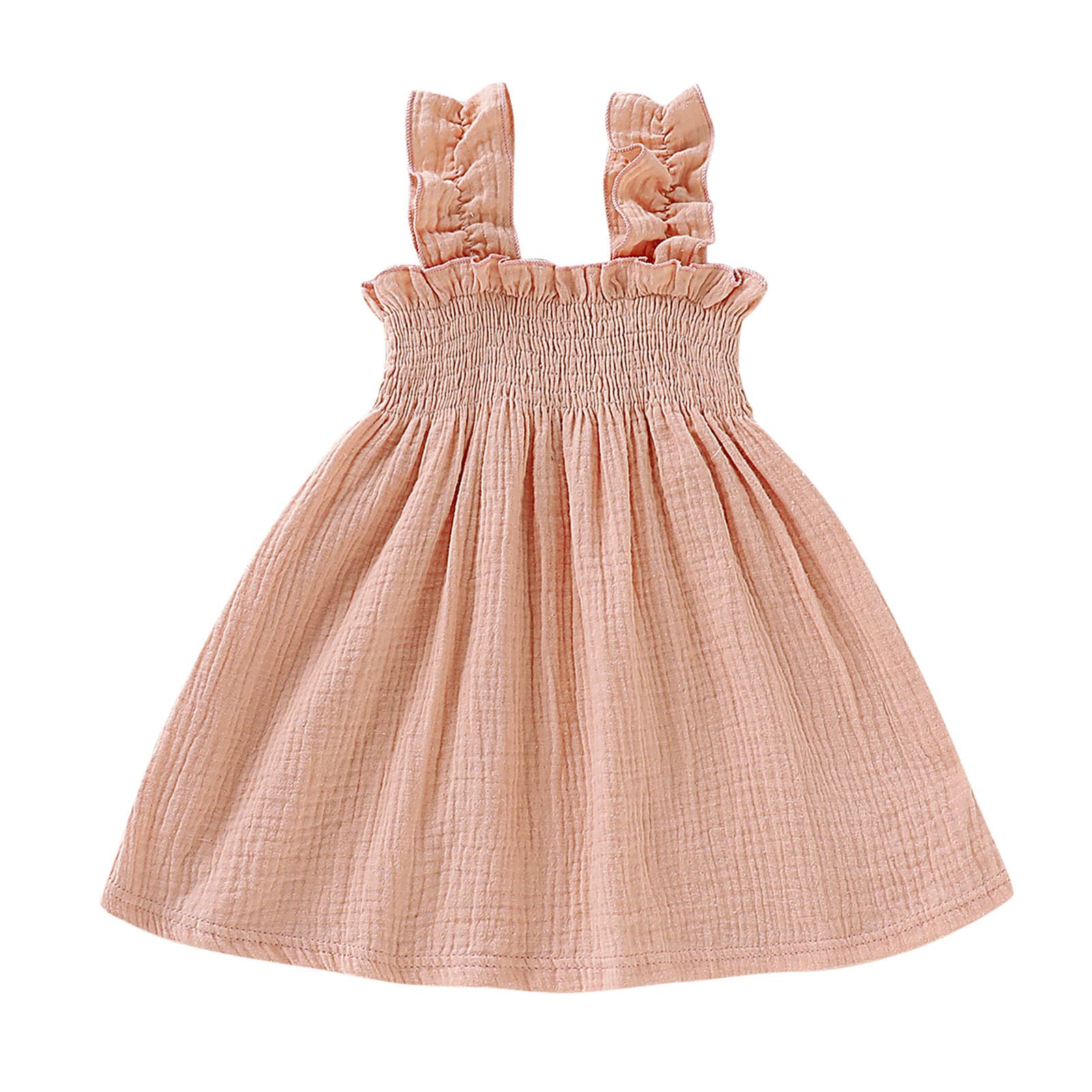 Bmisegm Girls' Cotton Linen Sleeveless Ruffled Princess Dress - Summer Beach Straps Outfit for Toddler & Baby | Perfect for Beach Vacations, Birthday Parties & Photo Shoots
