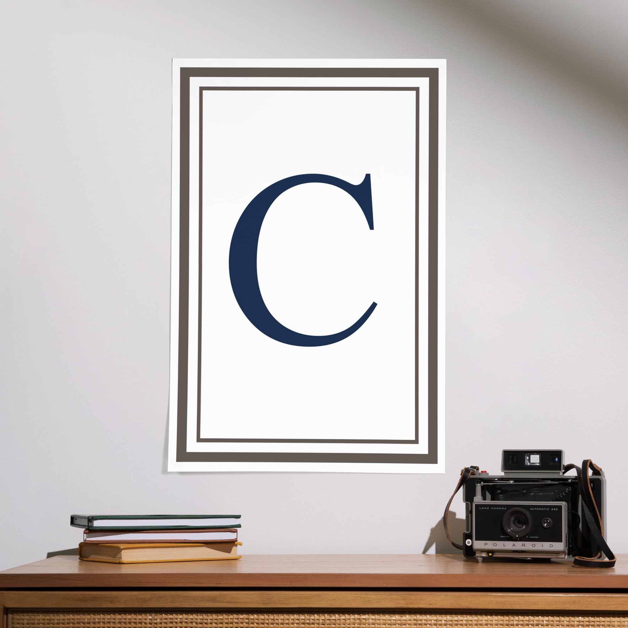 Lantern Press 16x24 Inch Giclee Art Print - Monogram Estate in Gray & Blue - Premium Wall Decor for Living Room, Bedroom or Office