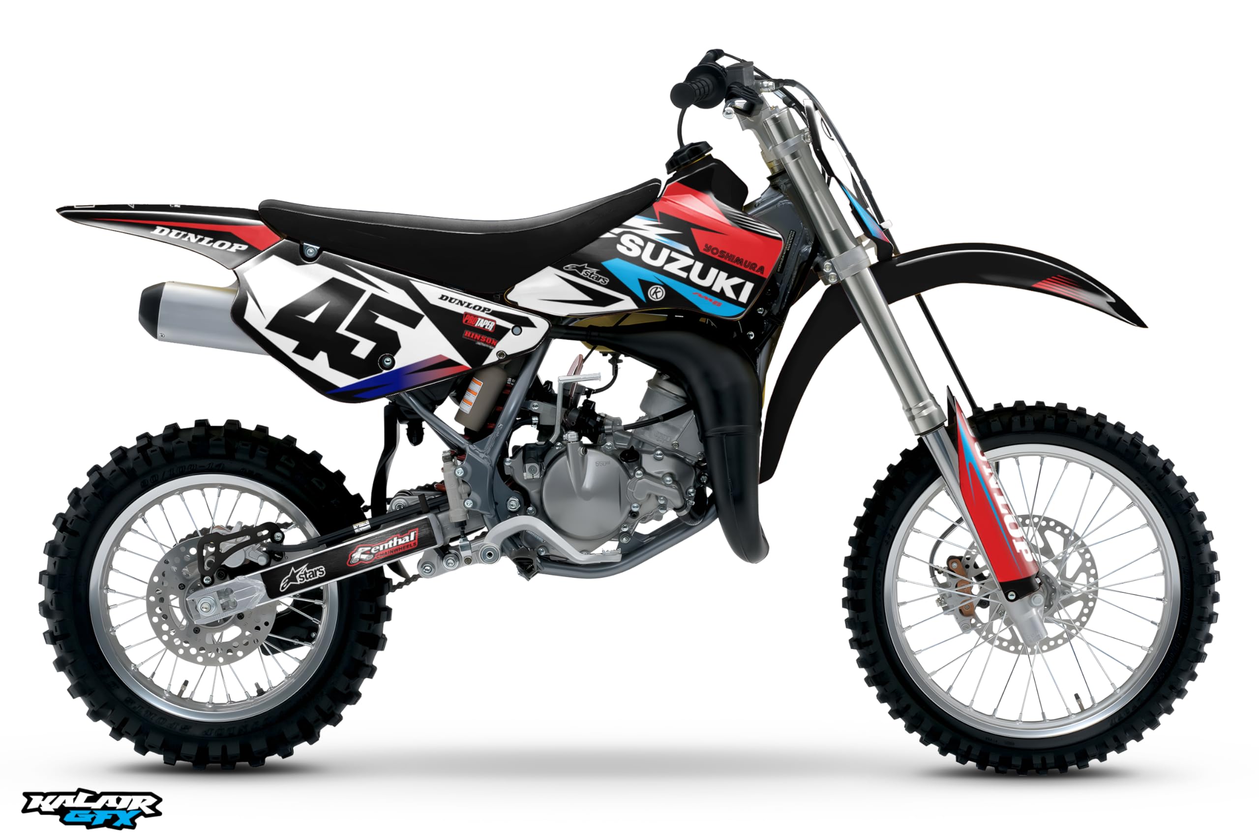 Suzuki RM85 Graphics Kit (2001-2023) - Division Series Red 16 Mil Dirt Bike Stickers | Motocross Racing Decals & Motorcycle Accessories | Perfect for Pit Bikes, Dirt Track Racing & Off-Road Riding