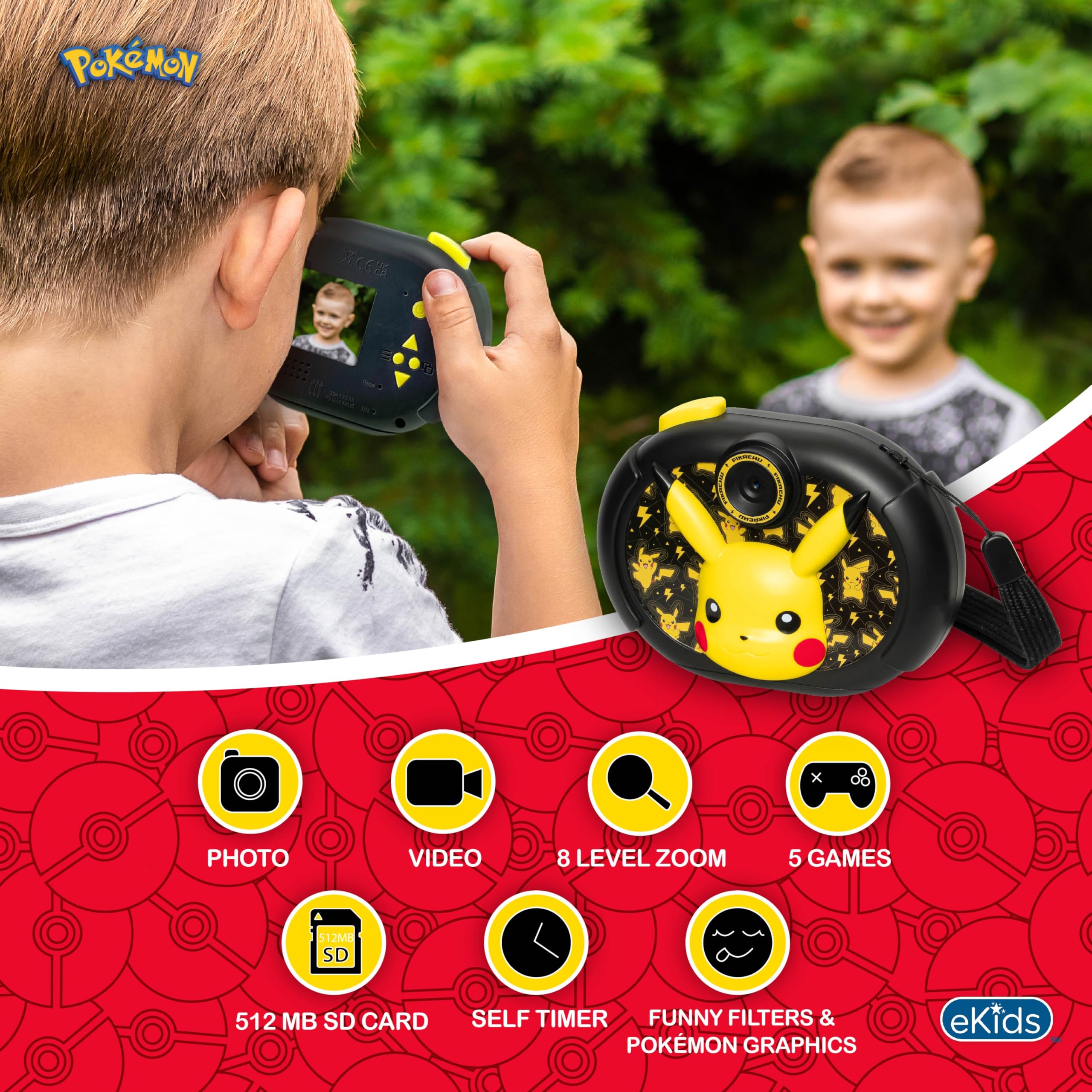 Pokemon Kids Camera with 32GB SD Card - Digital Camera for Children with Video Recording & Built-in Stickers - Perfect Gift for Pokemon Fans - Great for Birthday Parties, Travel & Creative Play