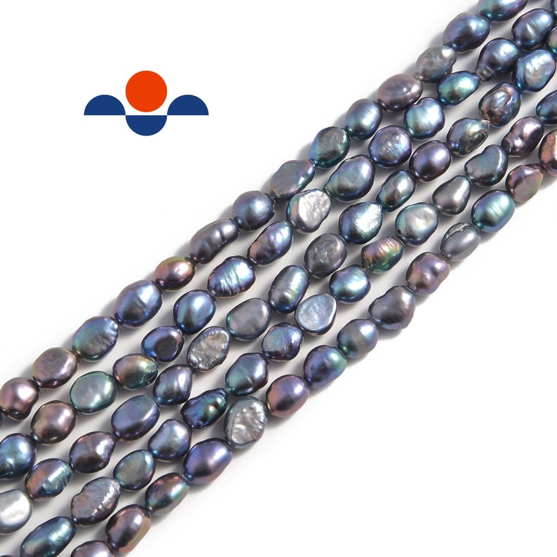 Peacock Freshwater Pearl Beads 4mm 6mm 8mm 10mm 14 Strands - Side Drilled Nugget Beads for Jewelry Making, DIY Bracelets, Necklaces & Earrings